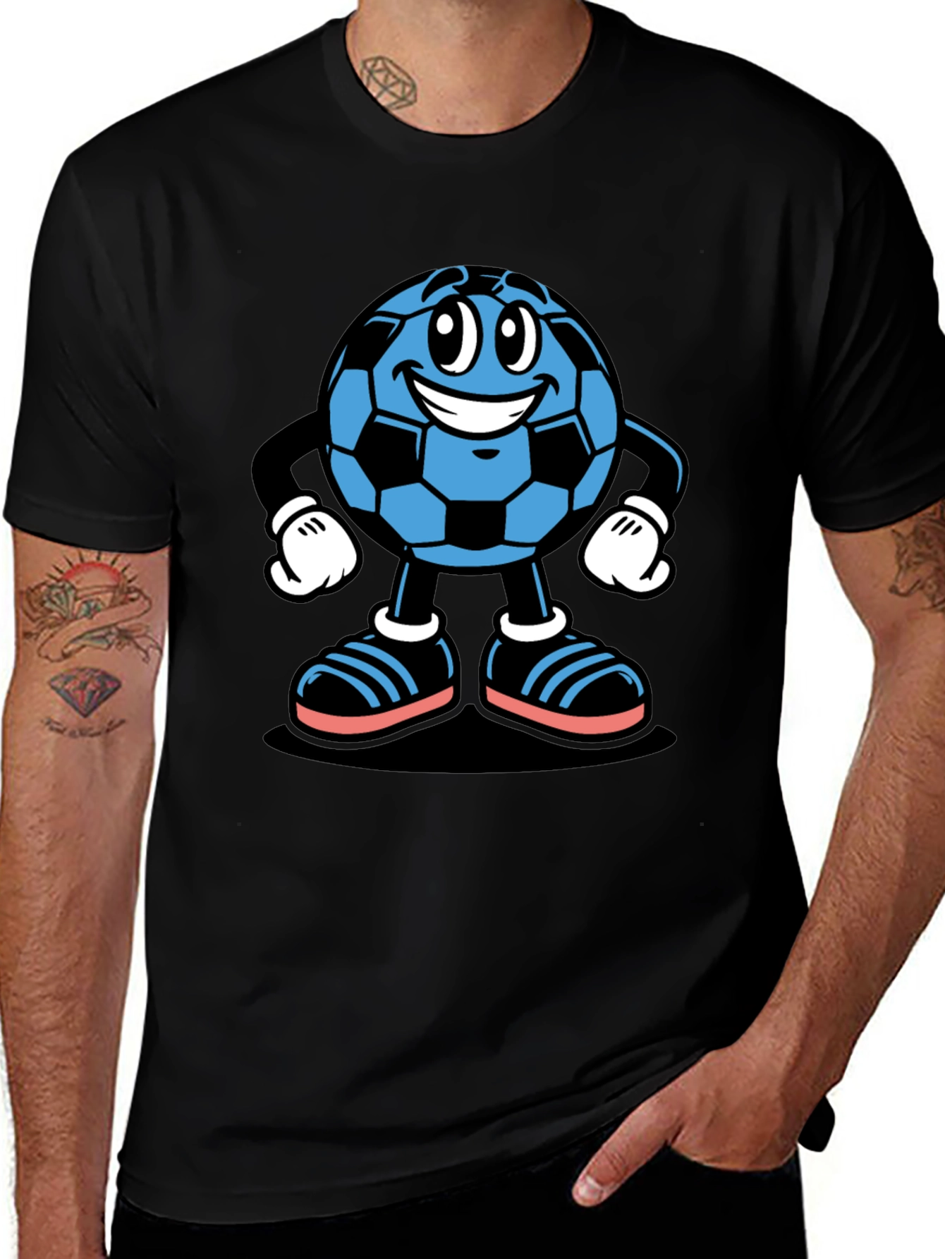 Cartoon Soccer Ball Graphic T-Shirt