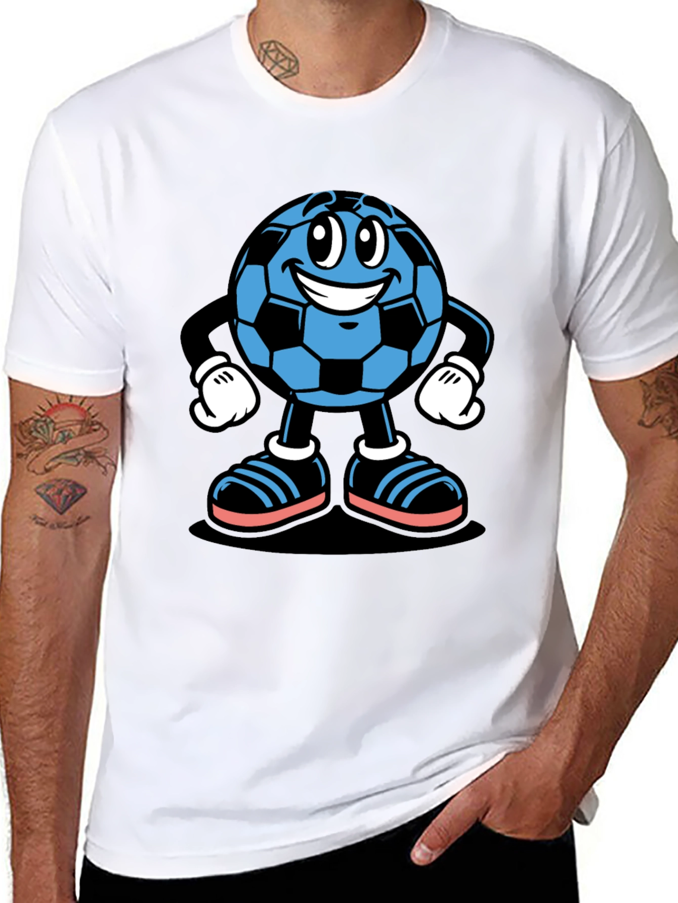 Cartoon Soccer Ball Graphic T-Shirt