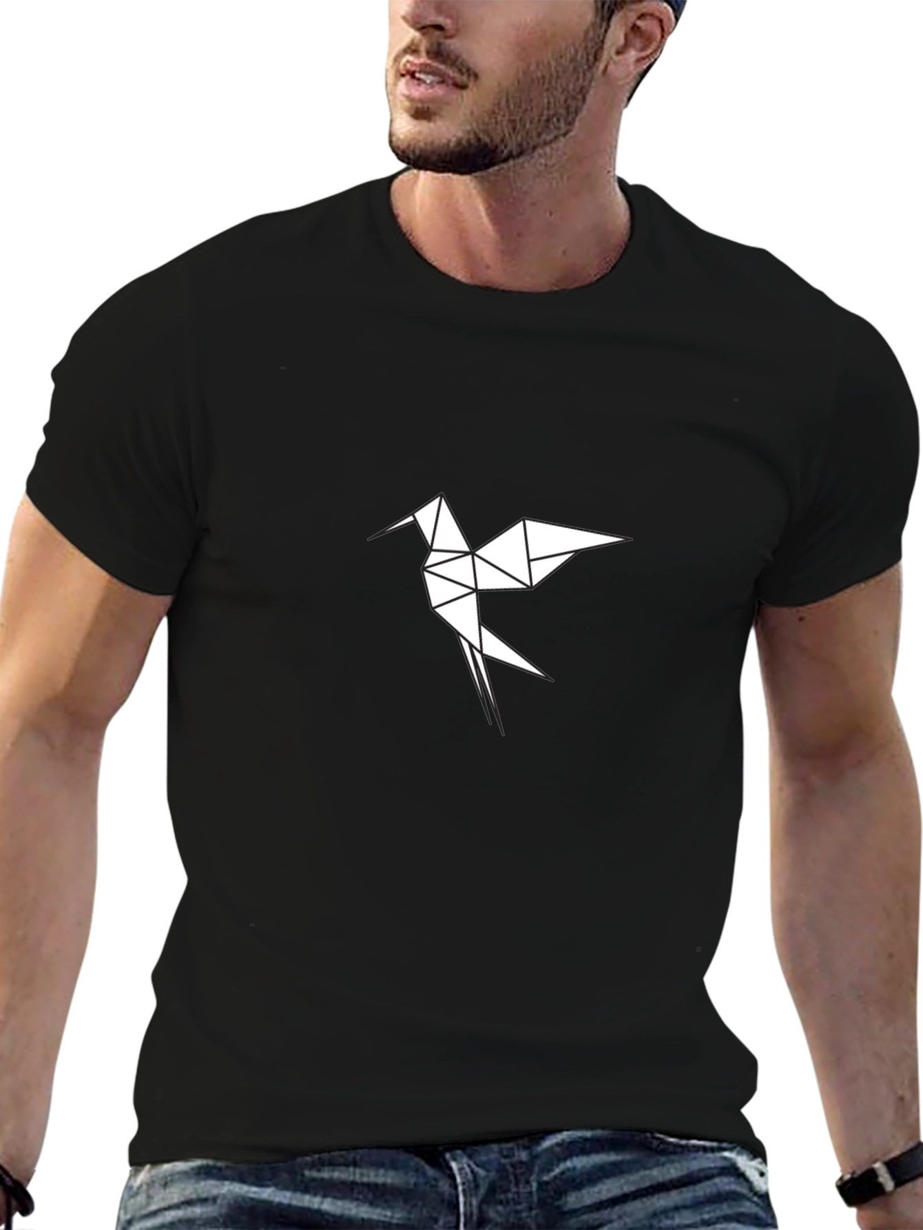Geometric Bird Black T-Shirt