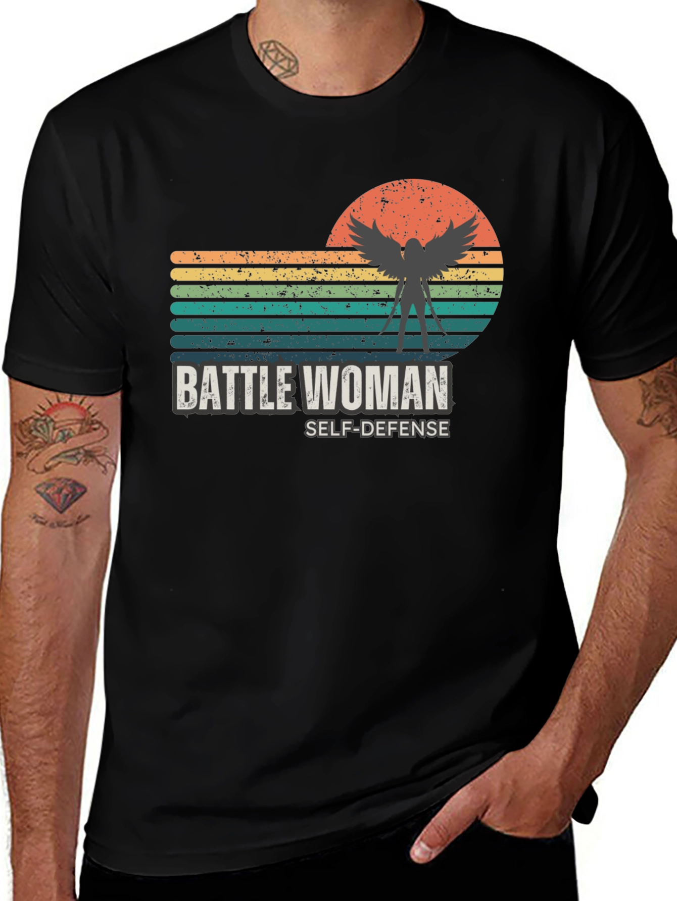 Battle Woman Self-Defense Graphic T-Shirt
