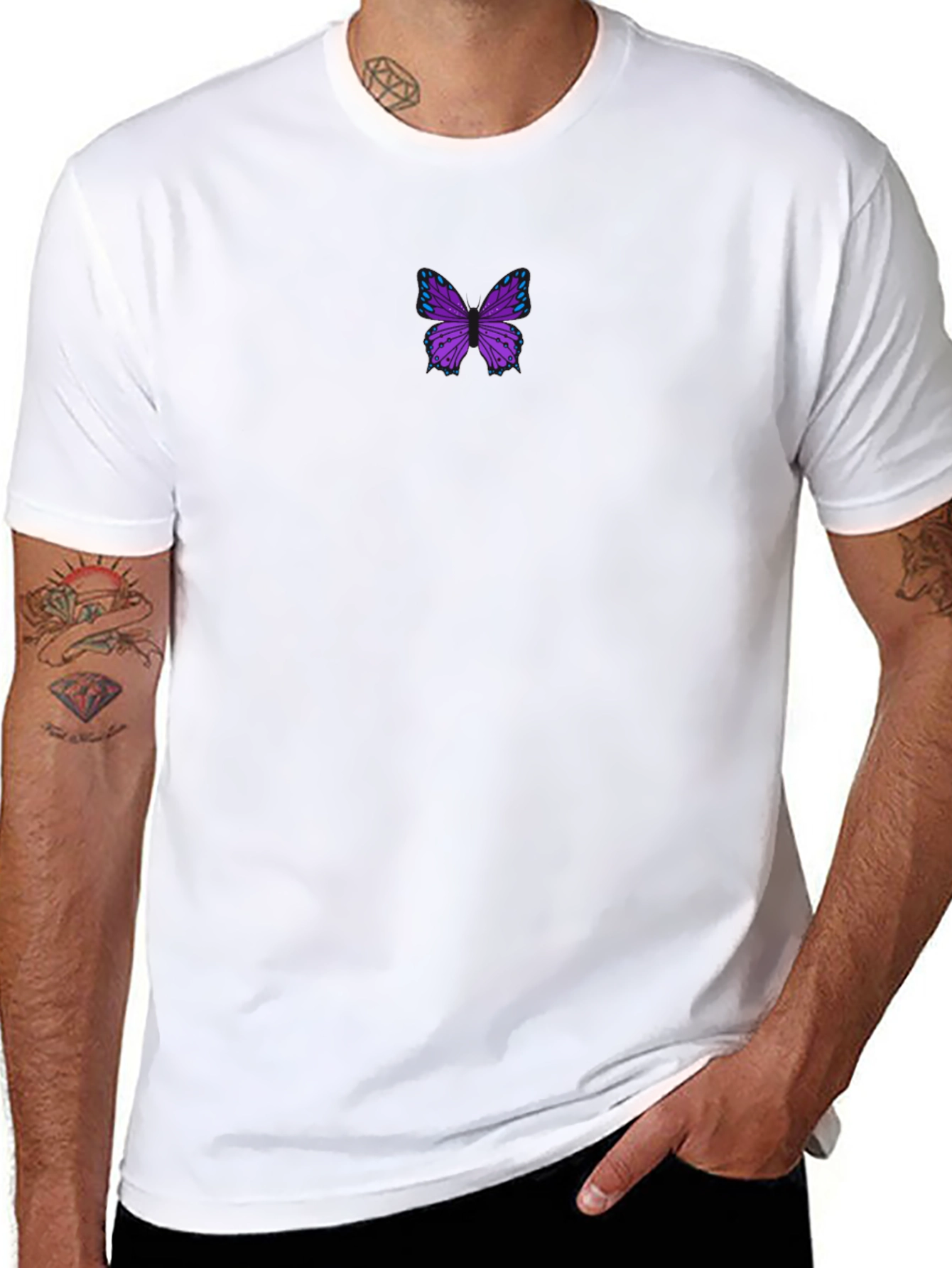 Butterfly Graphic Tee - Stylish Black Cotton Blend
