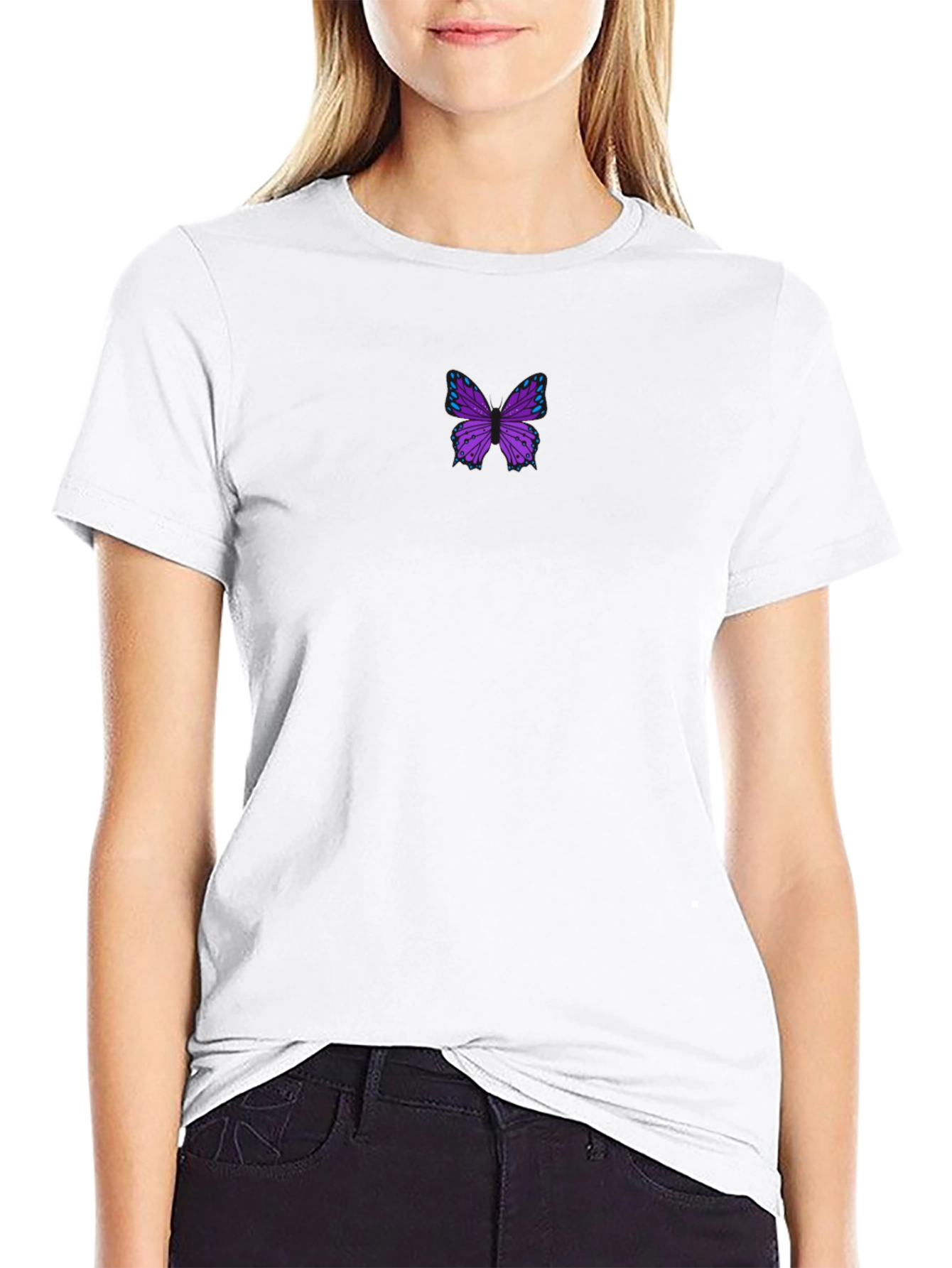 Butterfly Graphic Tee - Stylish Black Cotton Blend