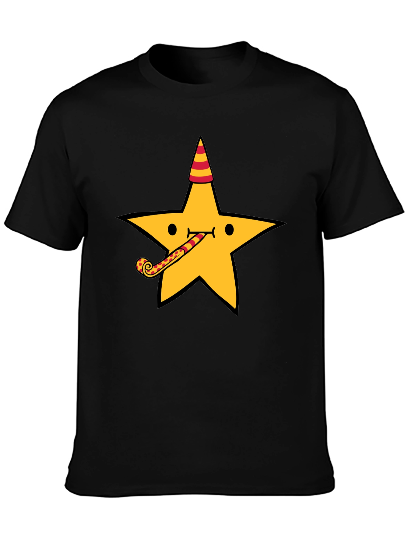 Party Star Graphic Tee - Fun Black T-Shirt