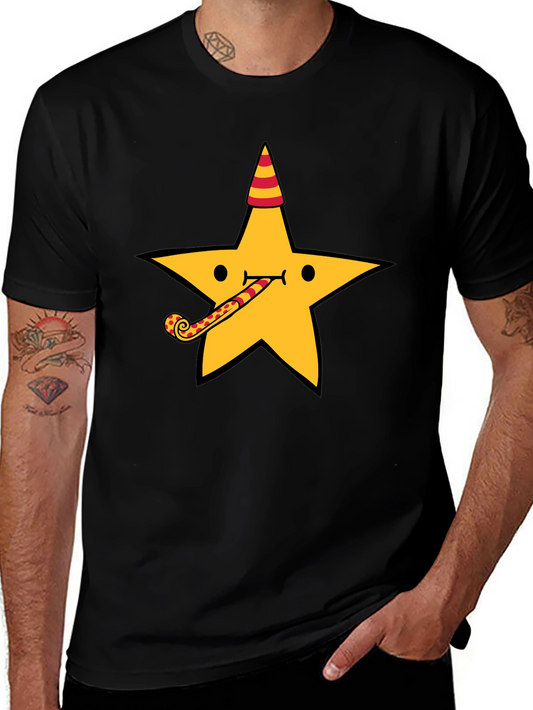Party Star Graphic Tee - Fun Black T-Shirt