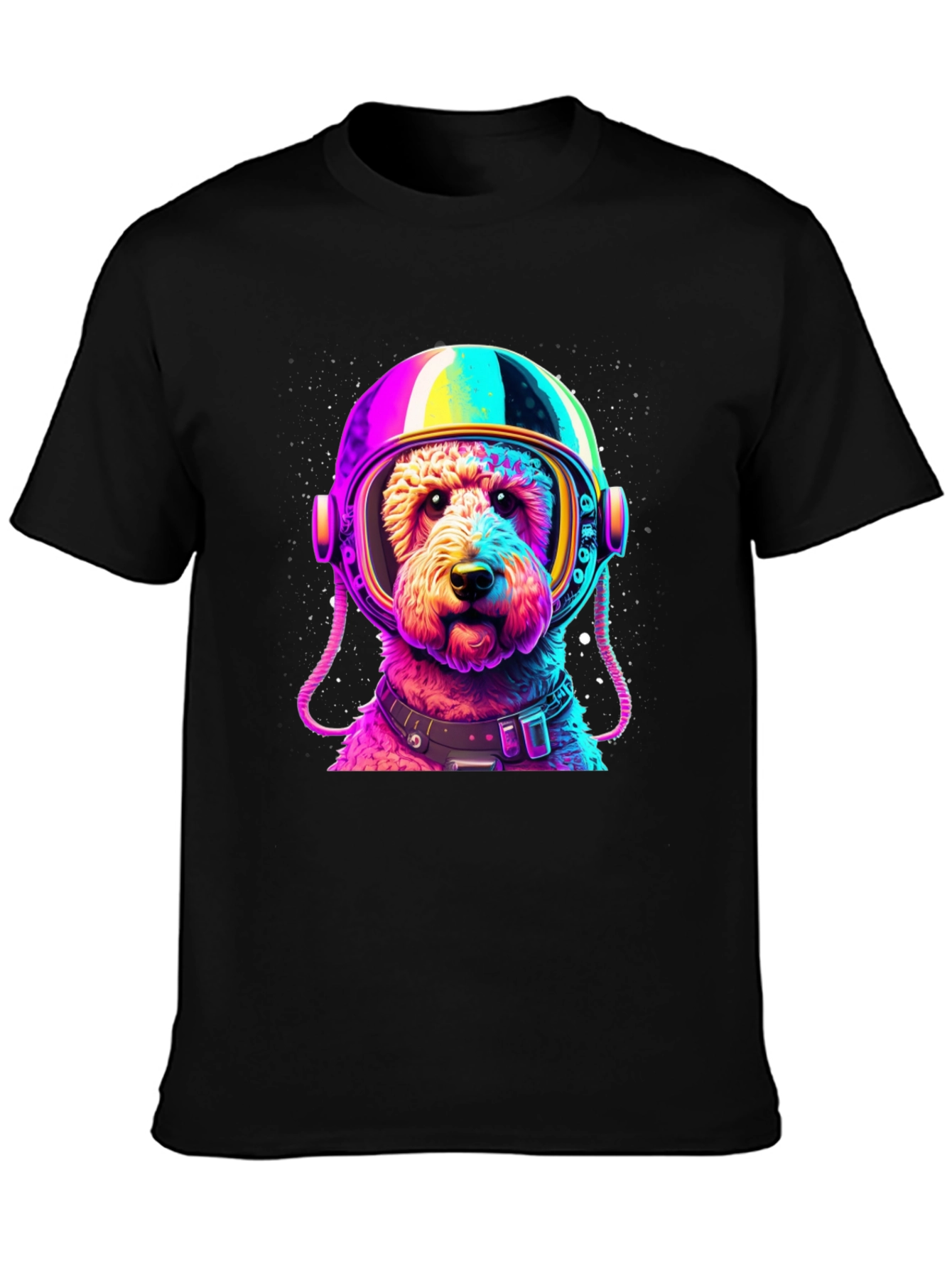 Astronaut Dog Graphic T-Shirt - Black