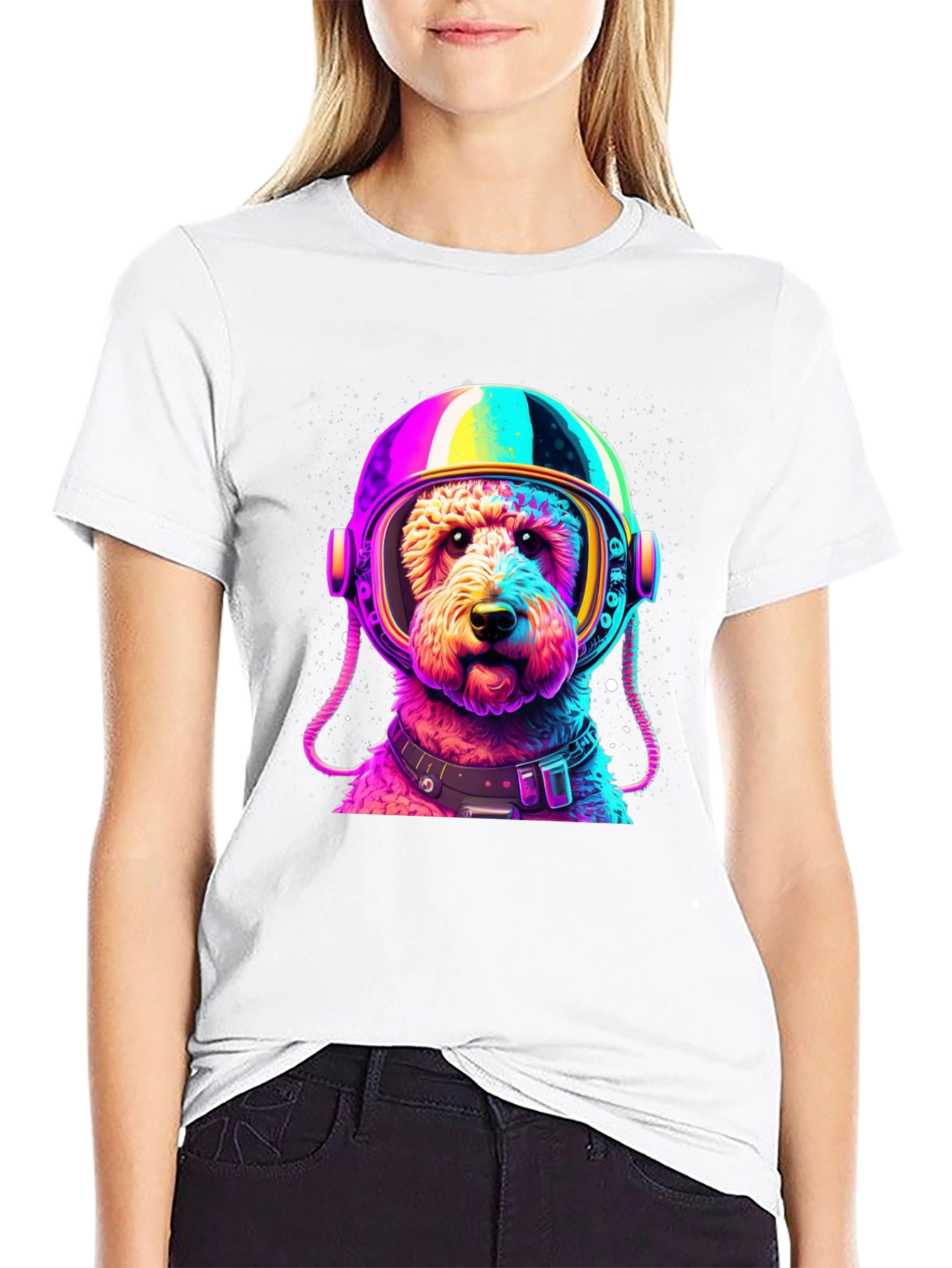 Astronaut Dog Graphic T-Shirt - Black