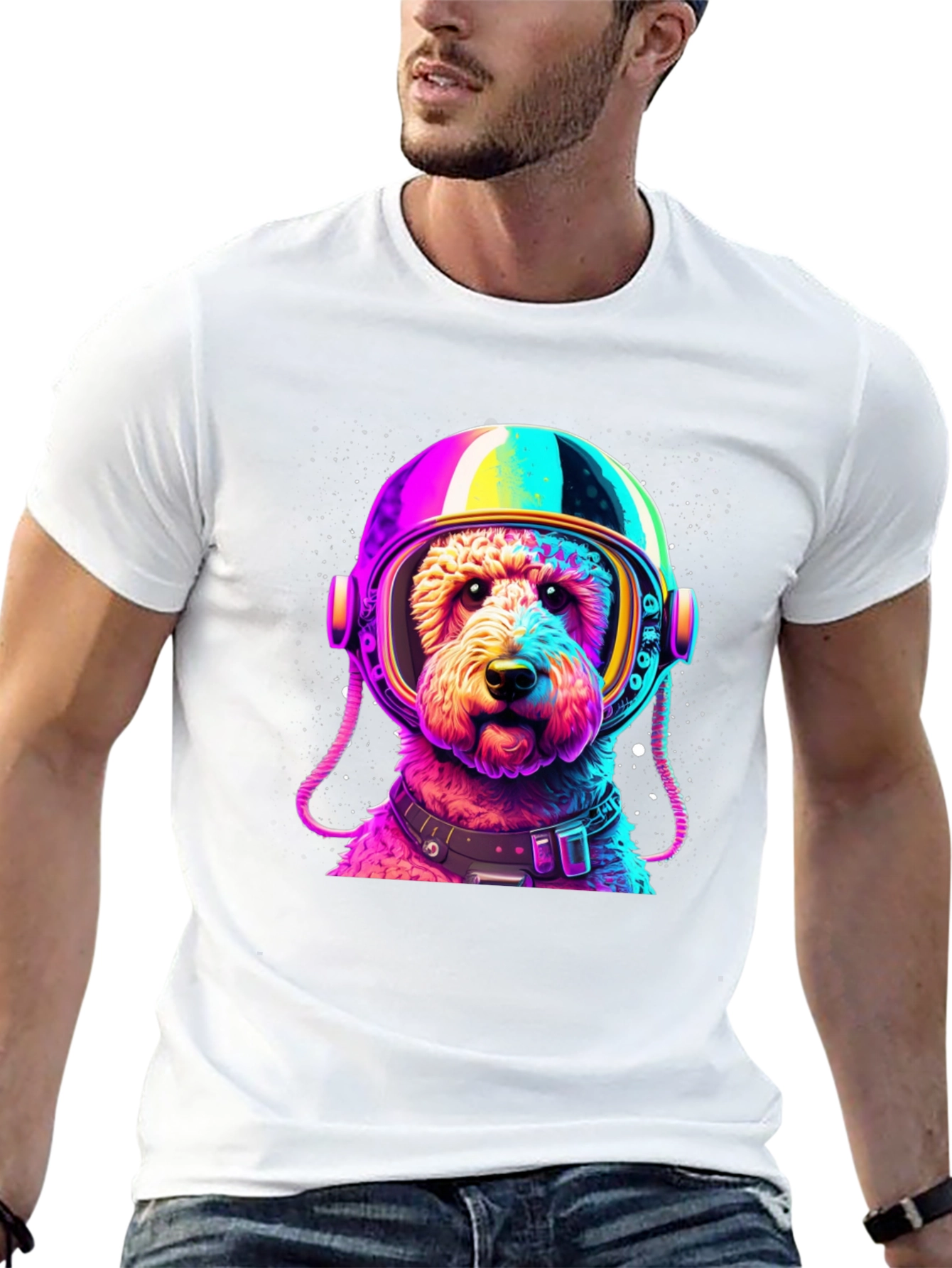 Astronaut Dog Graphic T-Shirt - Black