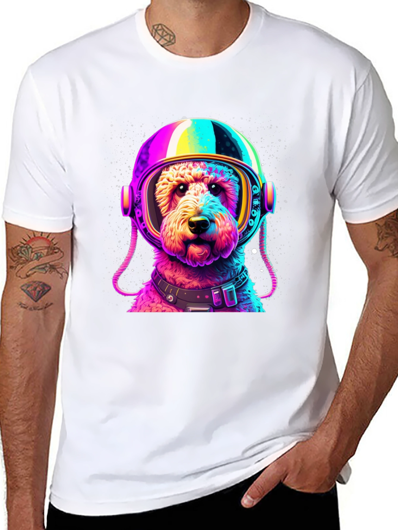 Astronaut Dog Graphic T-Shirt - Black