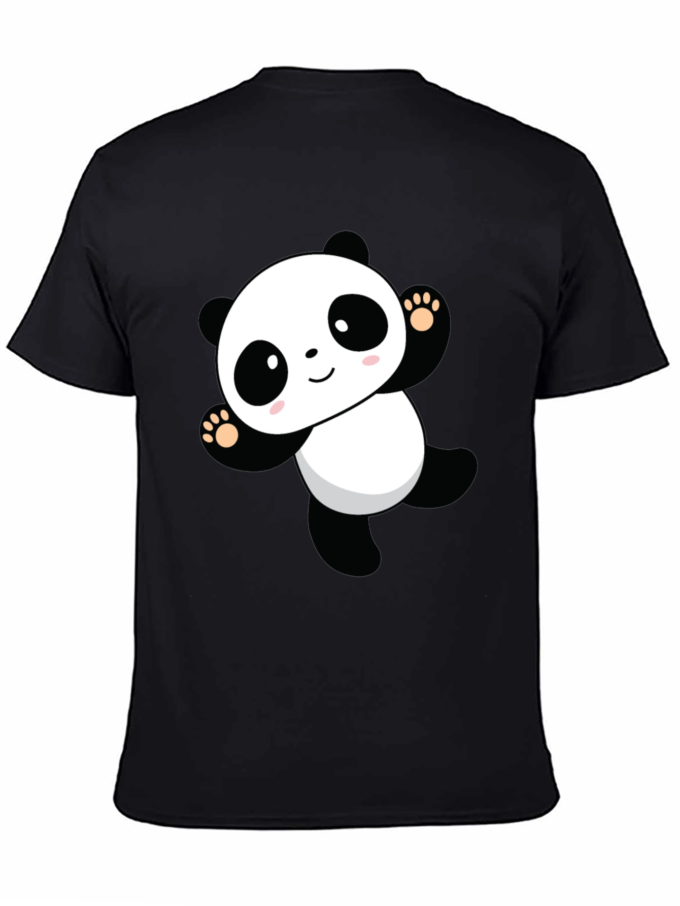 Cute Panda Graphic Black T-Shirt