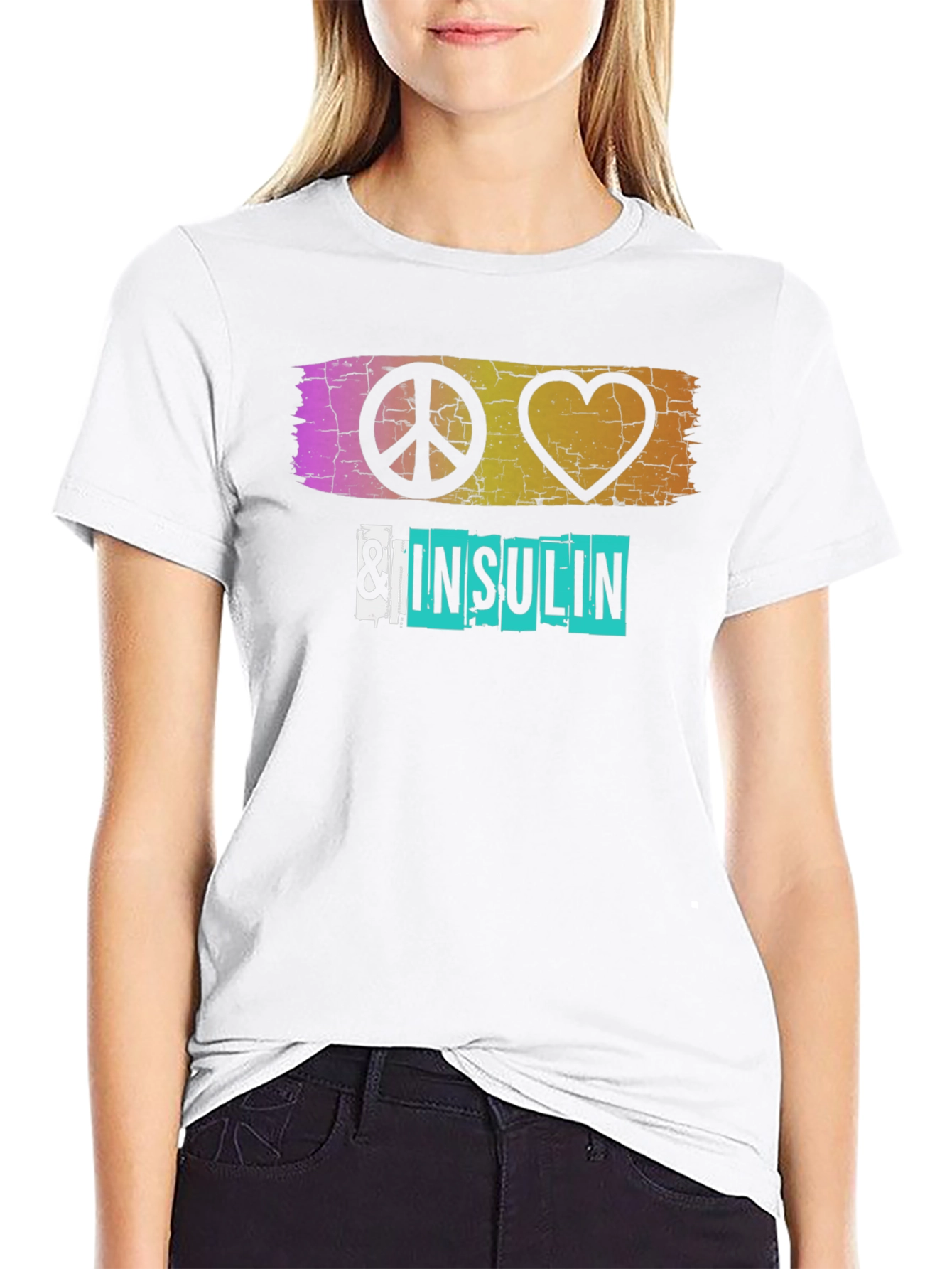 Peace Love & Insulin T-Shirt - Diabetes Awareness