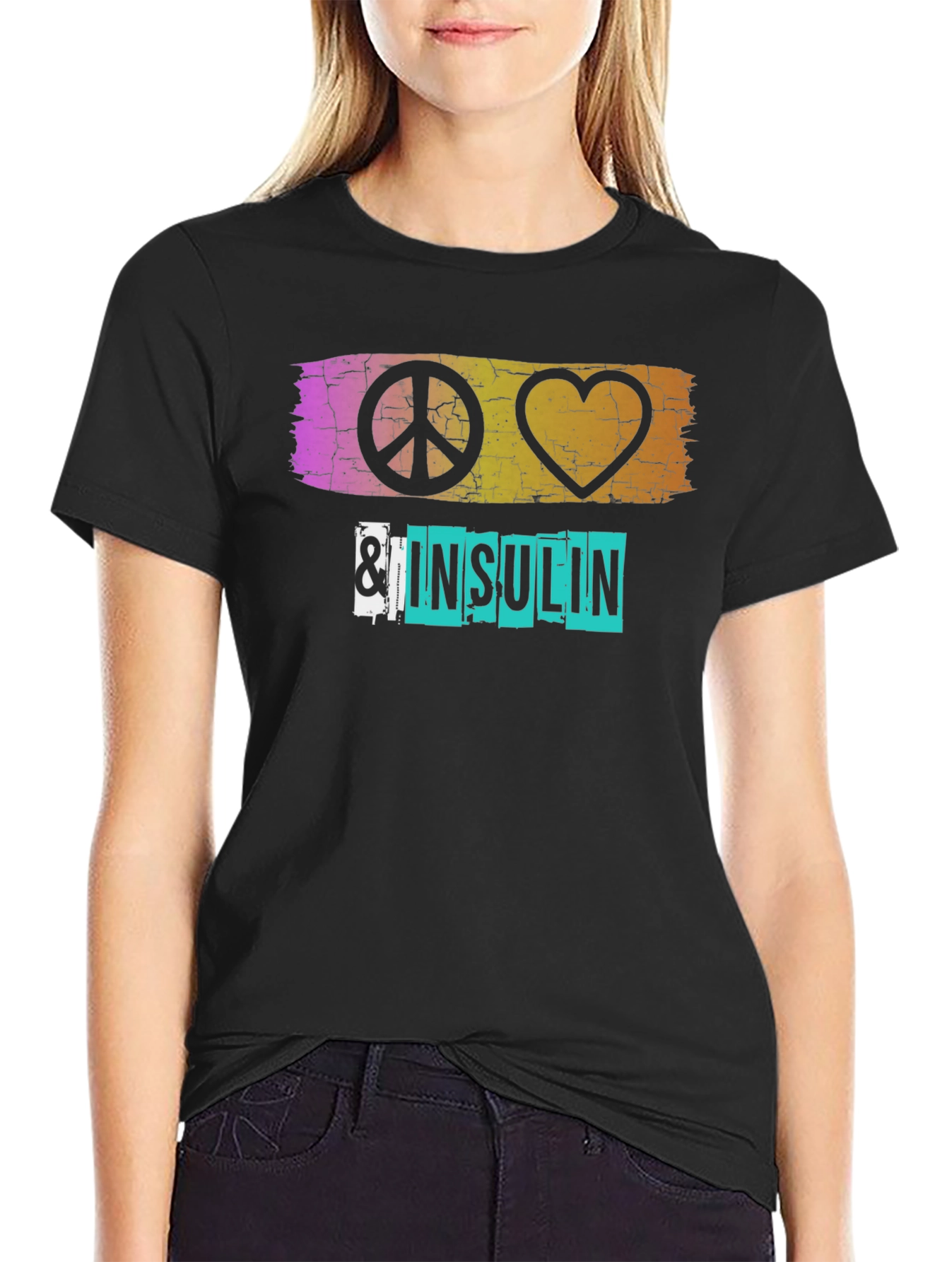 Peace Love & Insulin T-Shirt - Diabetes Awareness