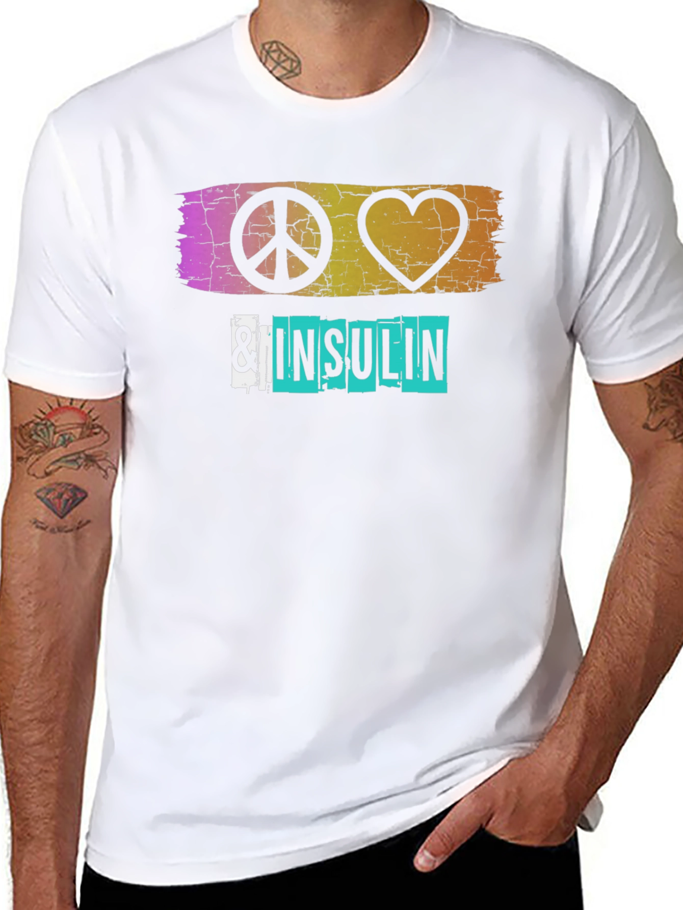 Peace Love & Insulin T-Shirt - Diabetes Awareness