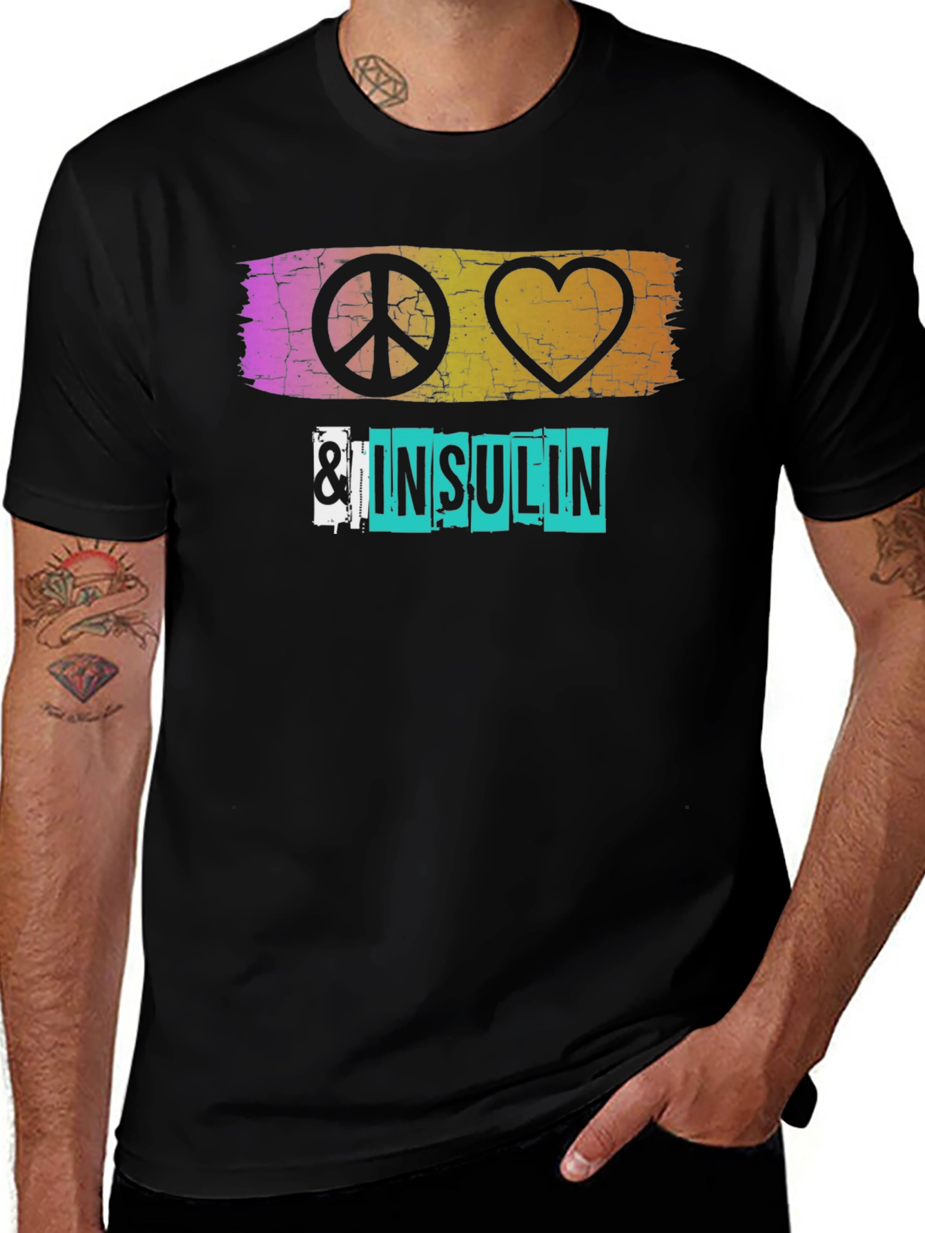 Peace Love & Insulin T-Shirt - Diabetes Awareness