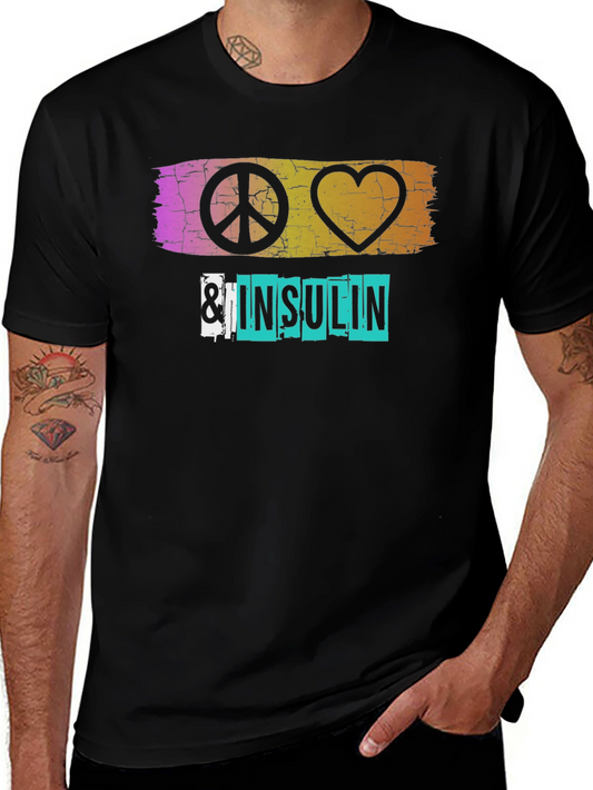 Peace Love & Insulin T-Shirt - Diabetes Awareness