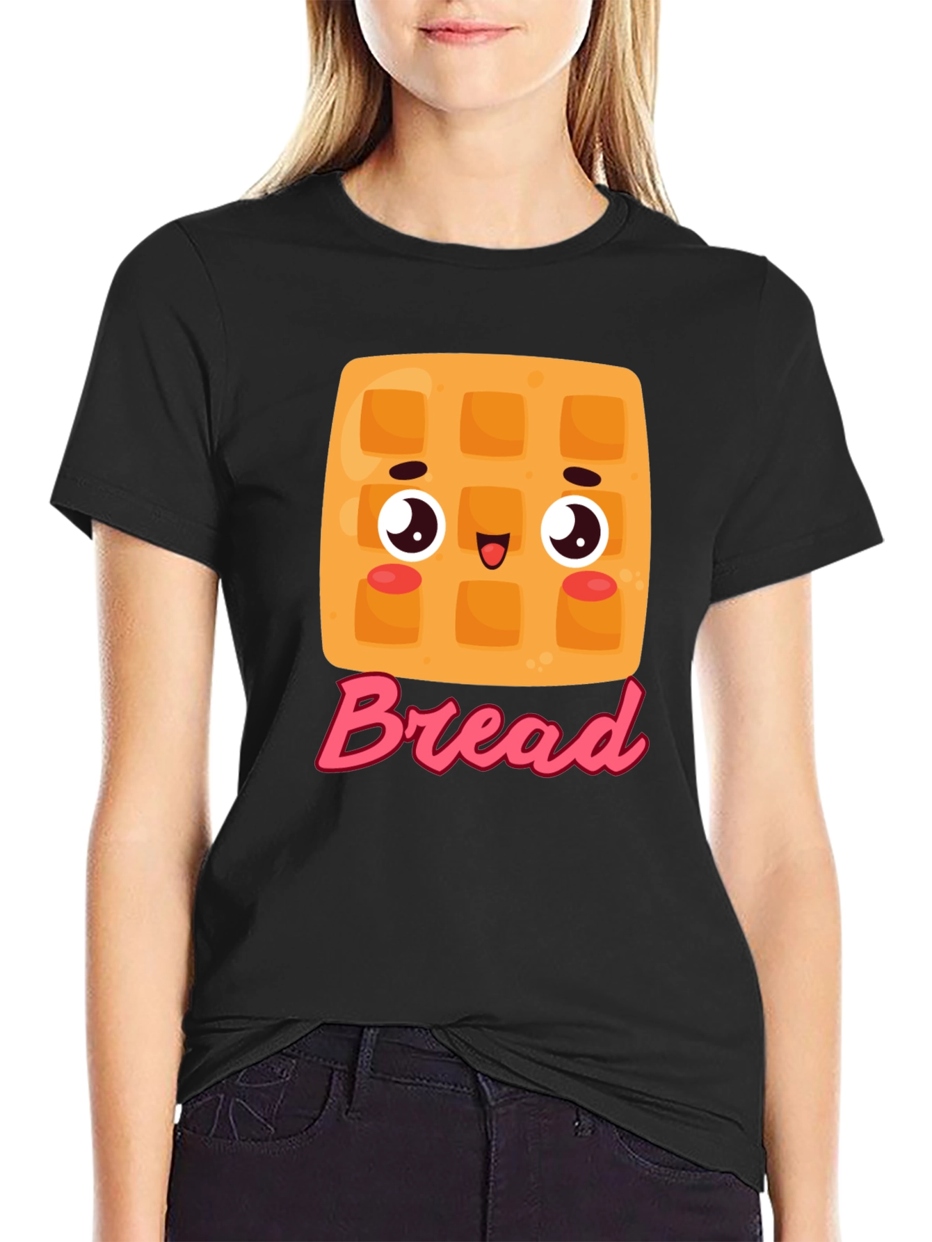 Cute Cartoon Waffle Bread Graphic Tee