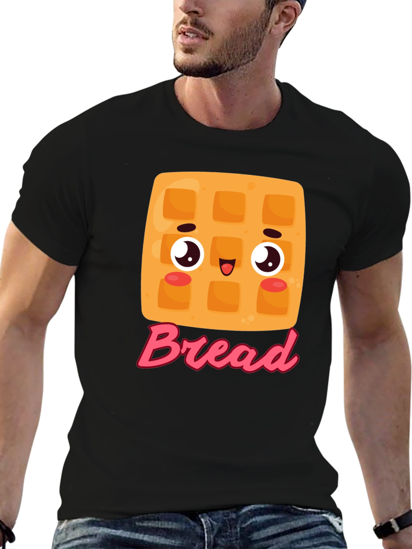 Cute Cartoon Waffle Bread Graphic Tee