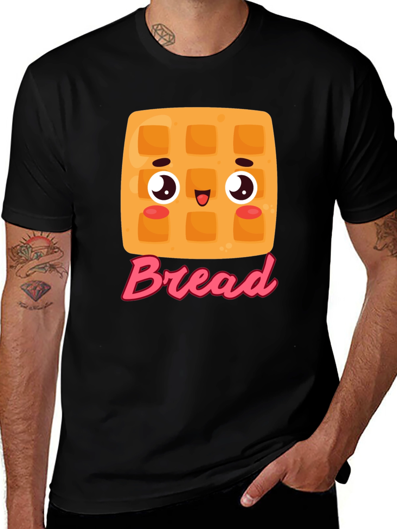 Cute Cartoon Waffle Bread Graphic Tee
