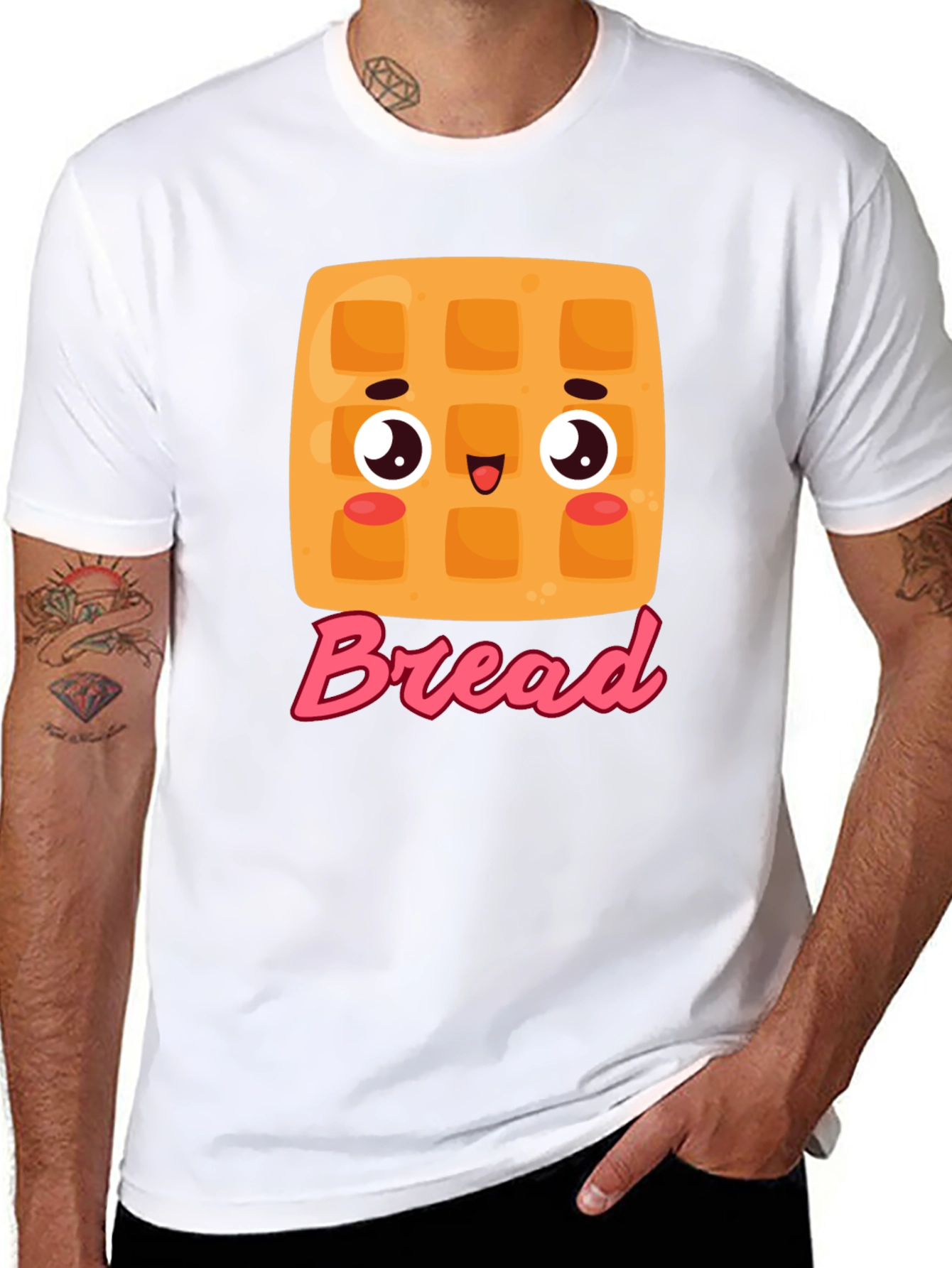Cute Cartoon Waffle Bread Graphic Tee