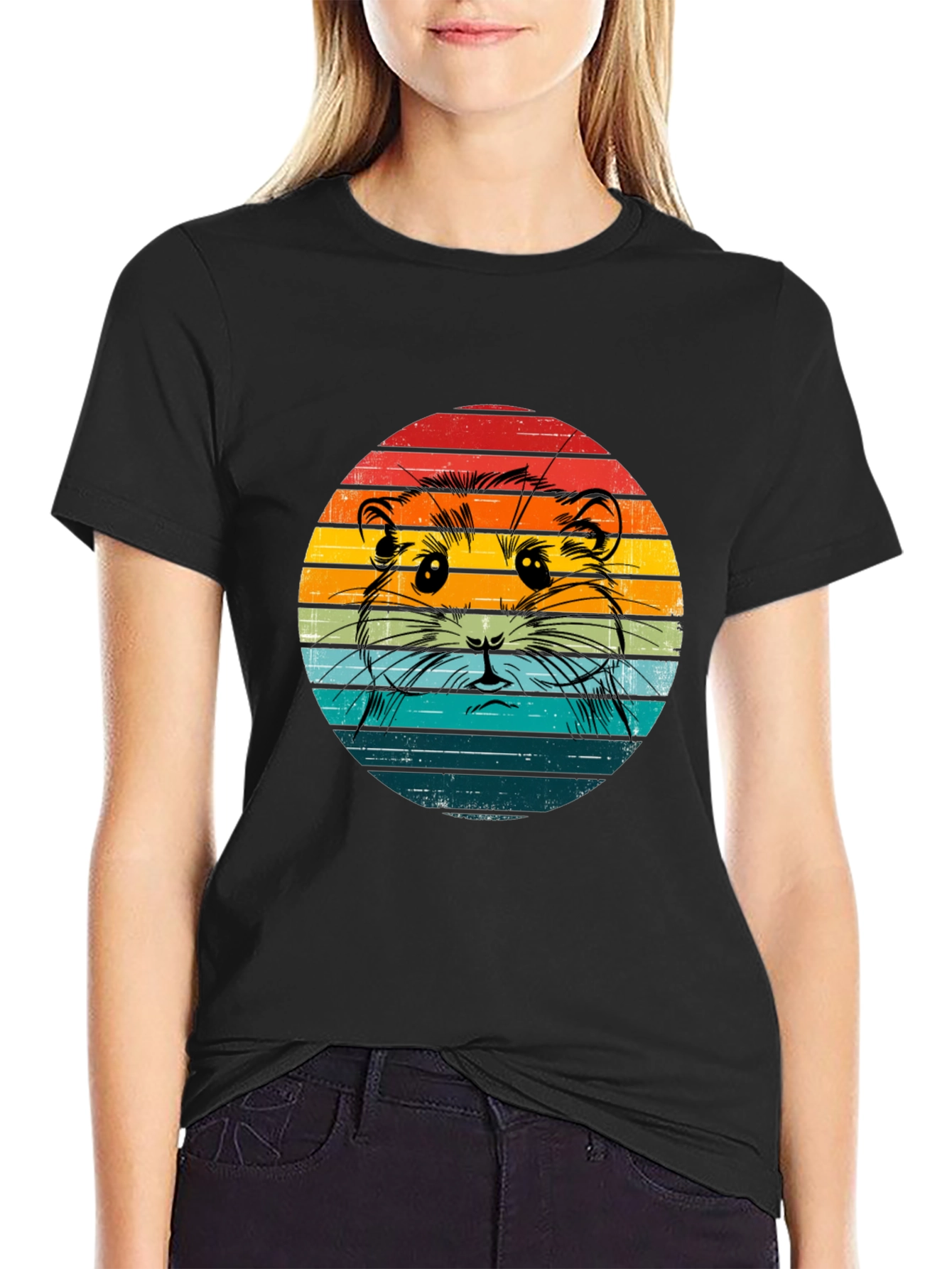 Retro Hamster T-Shirt - Sunset Design
