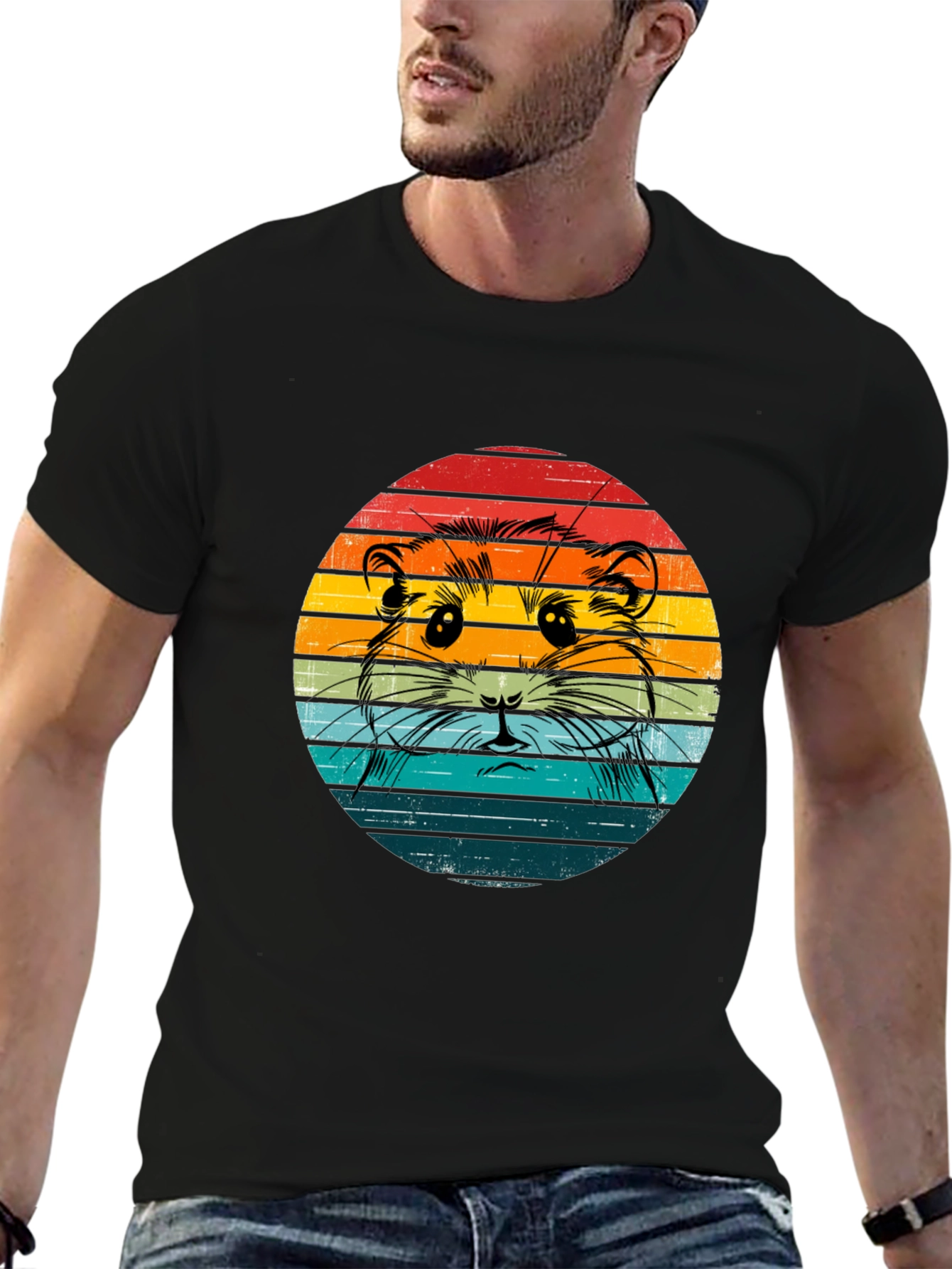 Retro Hamster T-Shirt - Sunset Design