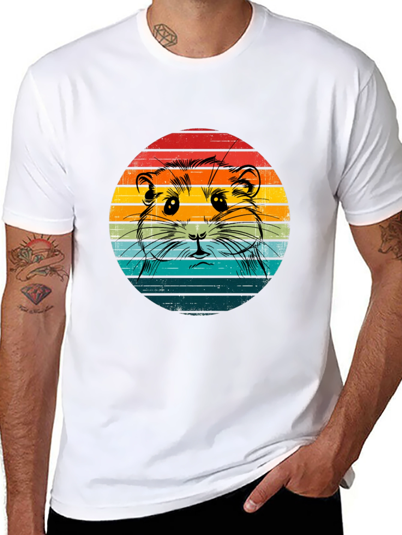 Retro Hamster T-Shirt - Sunset Design