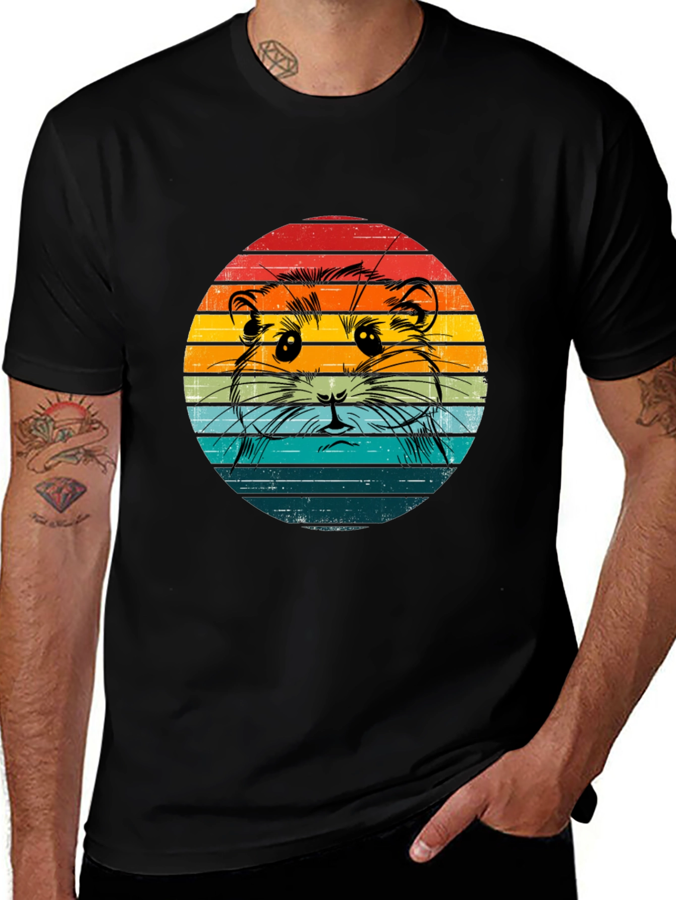 Retro Hamster T-Shirt - Sunset Design