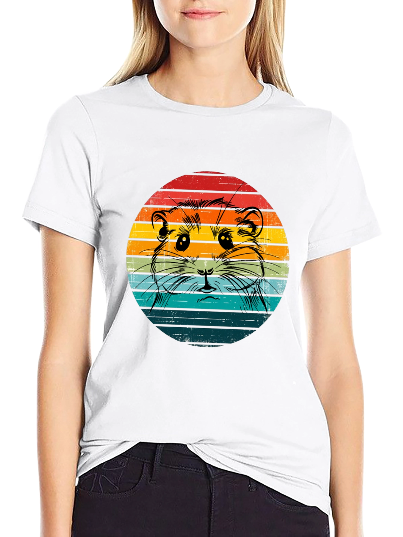 Retro Hamster T-Shirt - Sunset Design