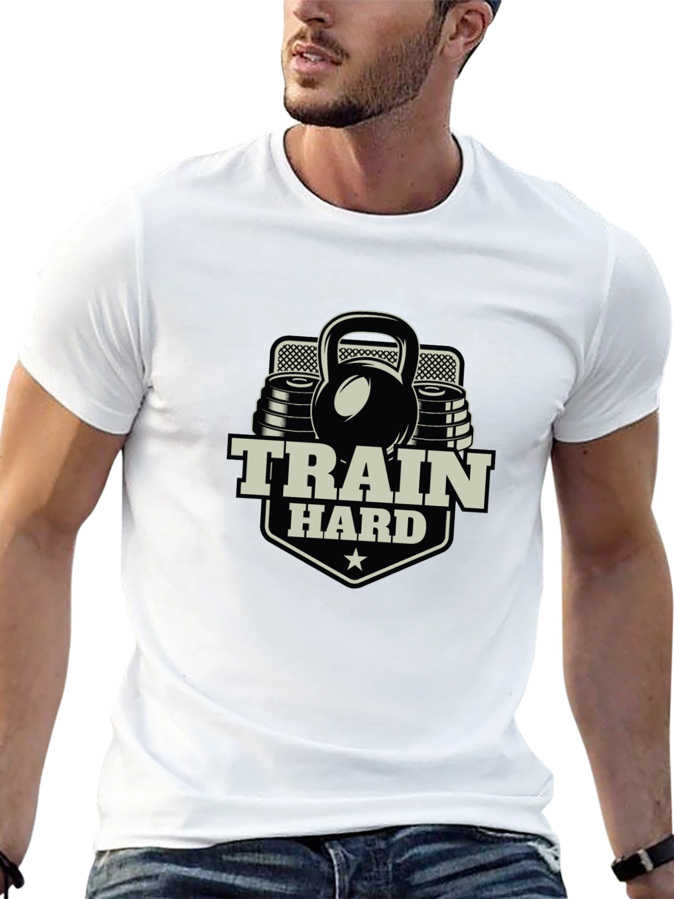Train Hard Black T-Shirt Gym Workout