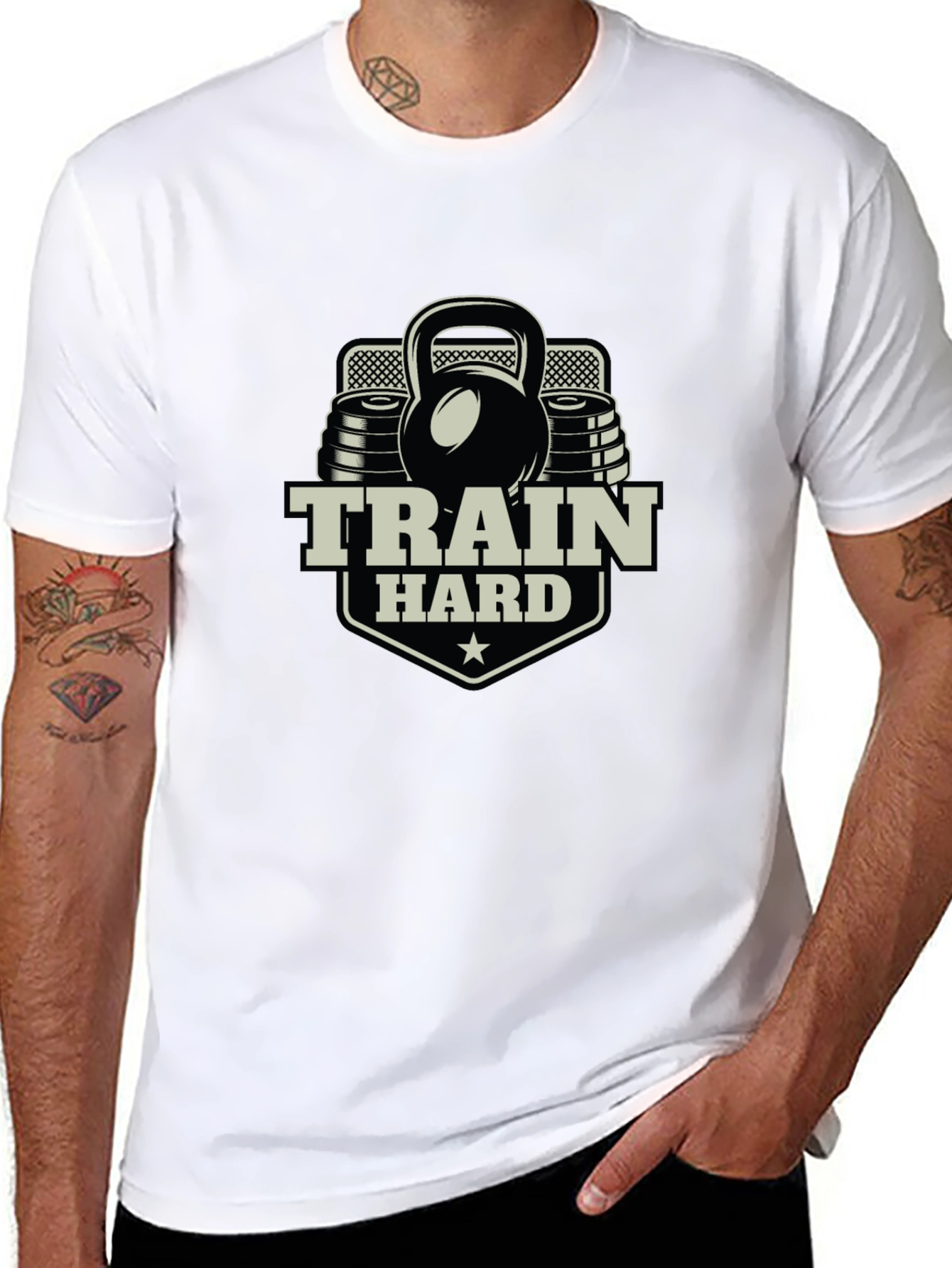 Train Hard Black T-Shirt Gym Workout