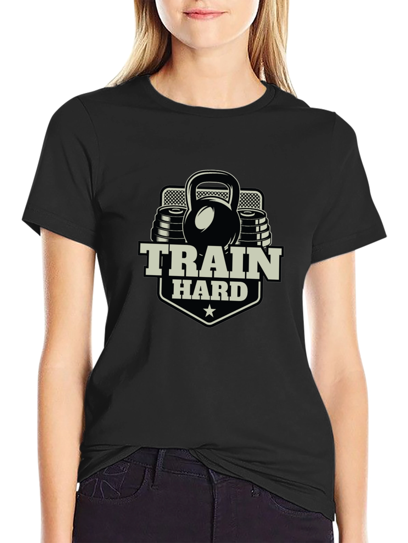Train Hard Black T-Shirt Gym Workout