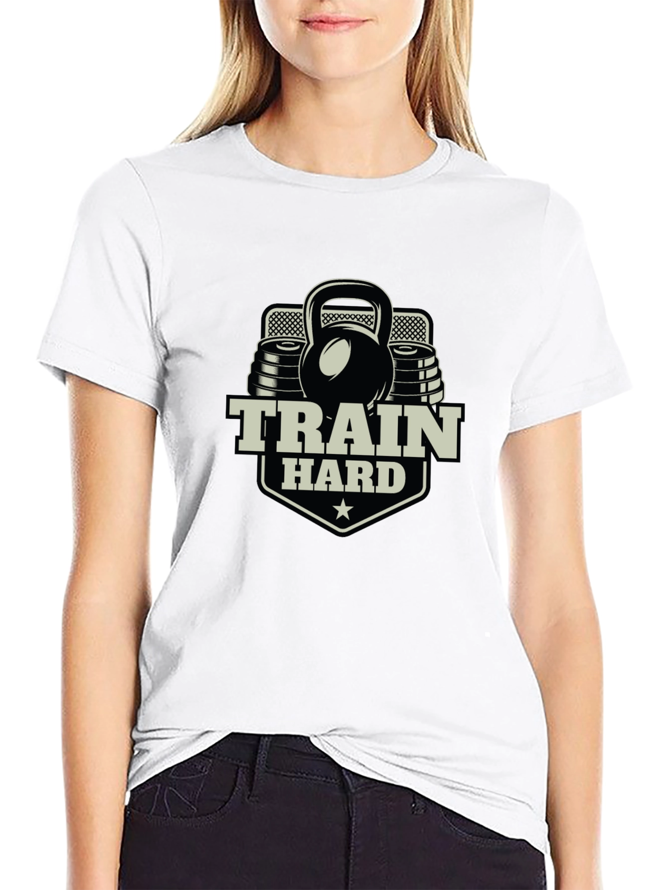Train Hard Black T-Shirt Gym Workout