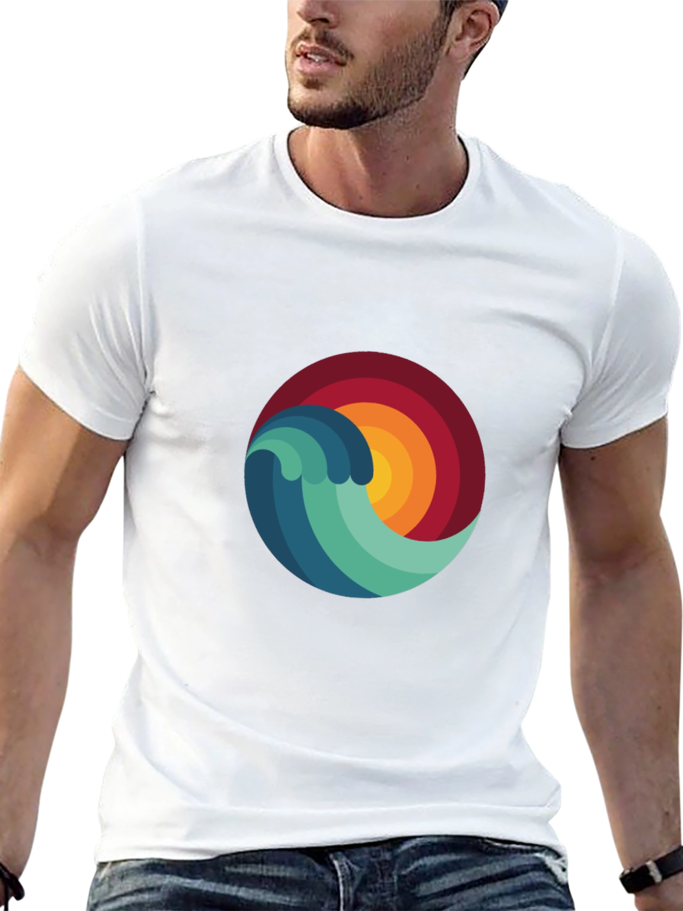 Wave & Sun Graphic Tee - Mens Black T-Shirt
