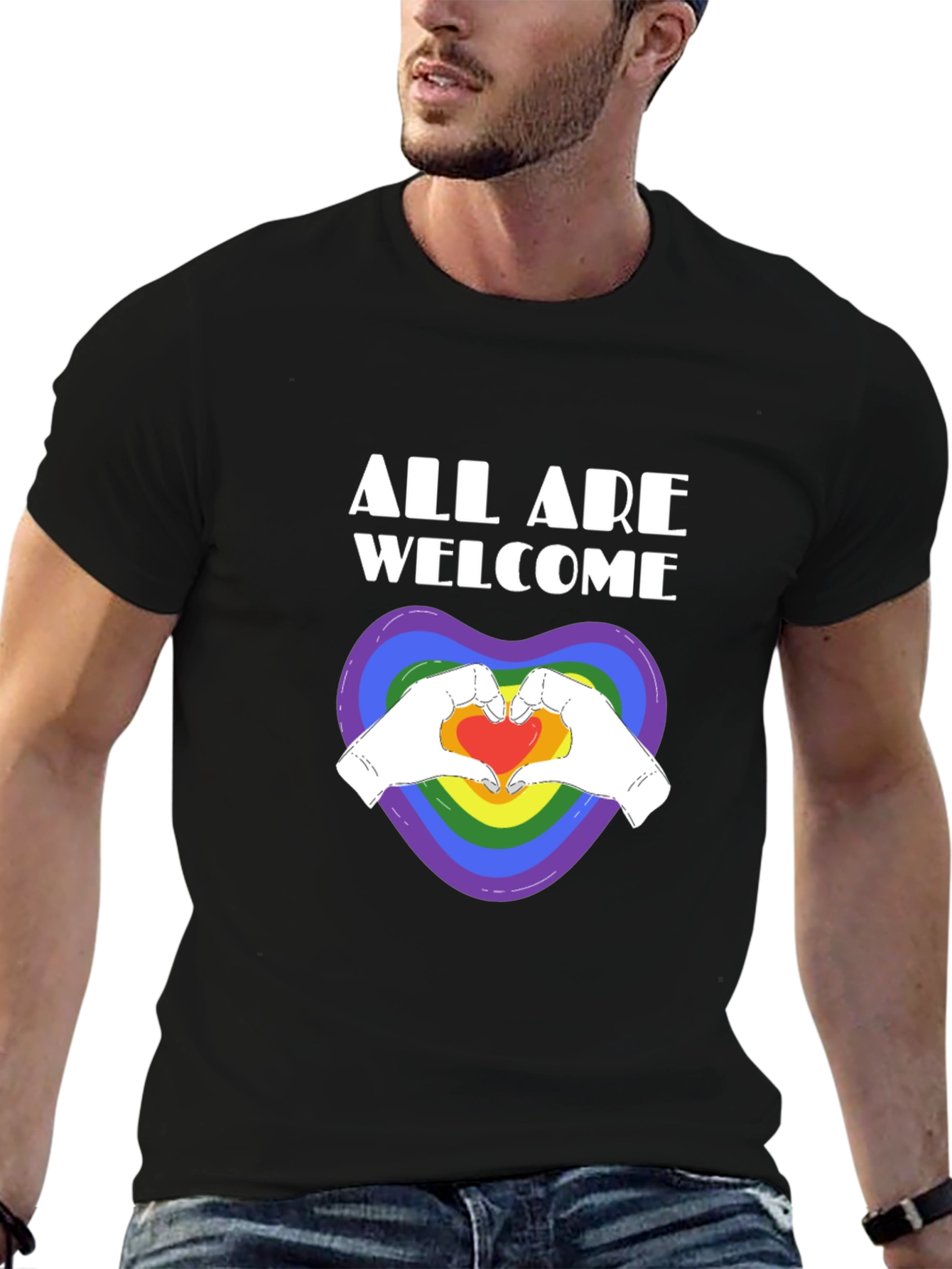 All Are Welcome Pride Tee
