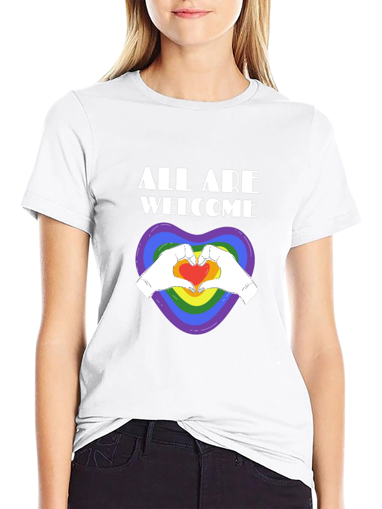 All Are Welcome Pride Tee