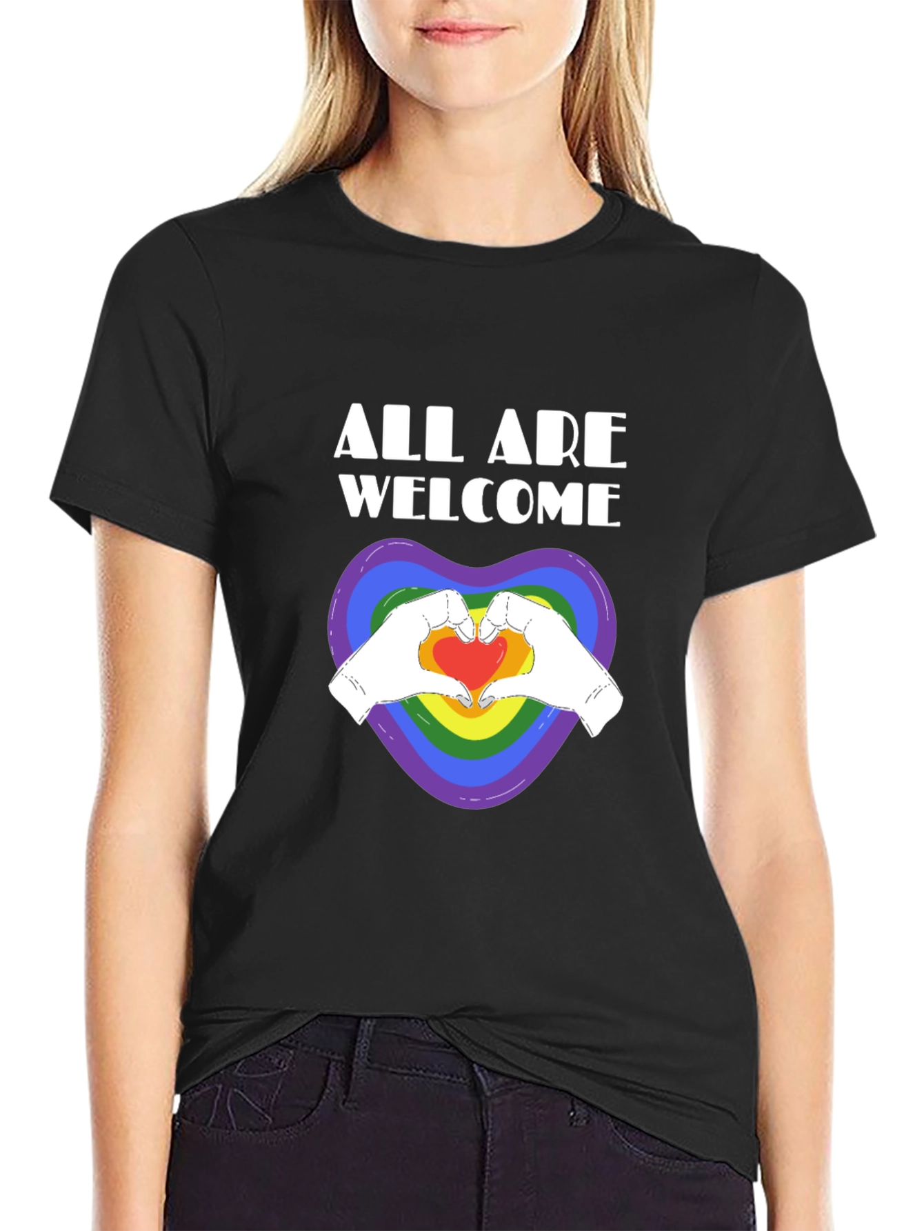 All Are Welcome Pride Tee