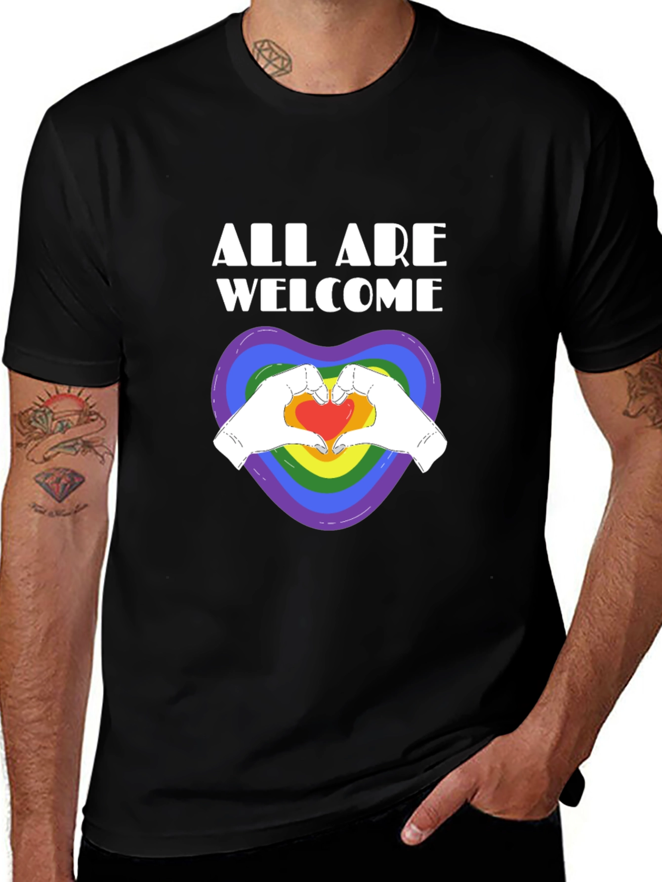 All Are Welcome Pride Tee