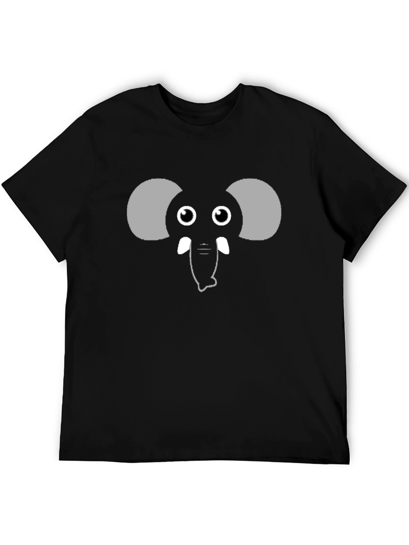 Cute Elephant Face Graphic Black T-Shirt