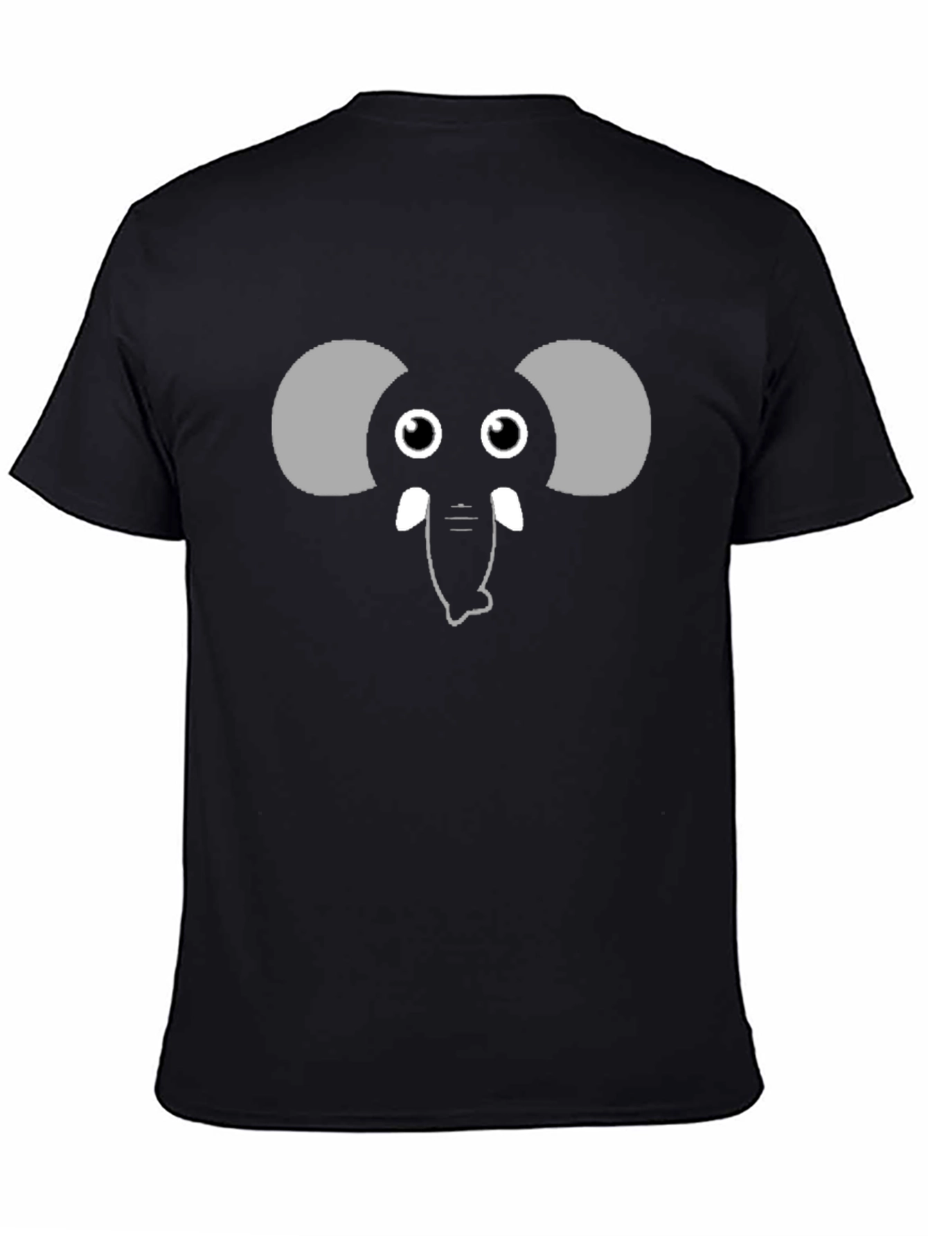Cute Elephant Face Graphic Black T-Shirt