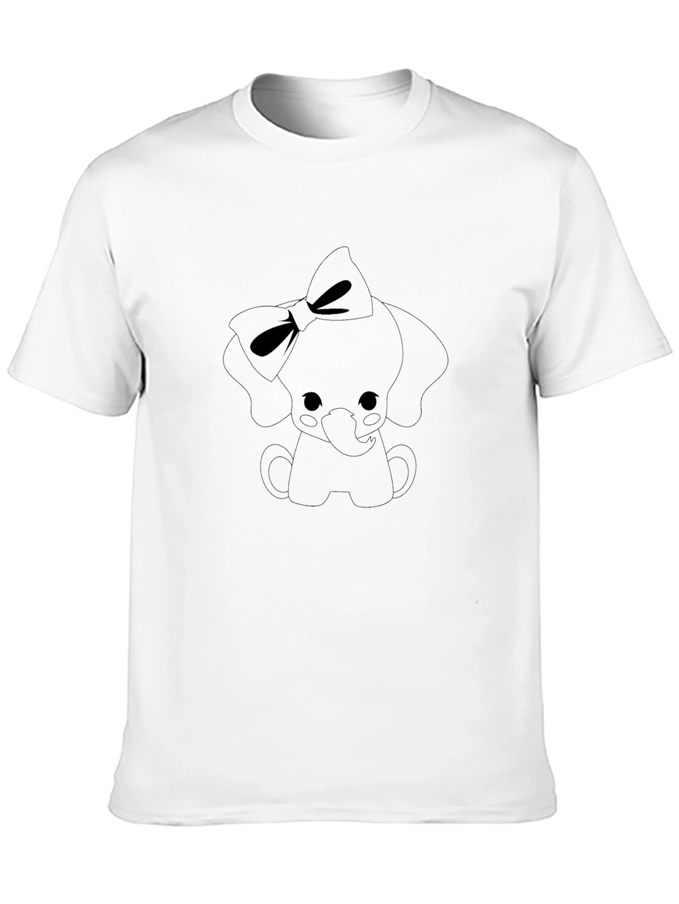 Cute Elephant Bow Tie Tee - Black Casual Shirt