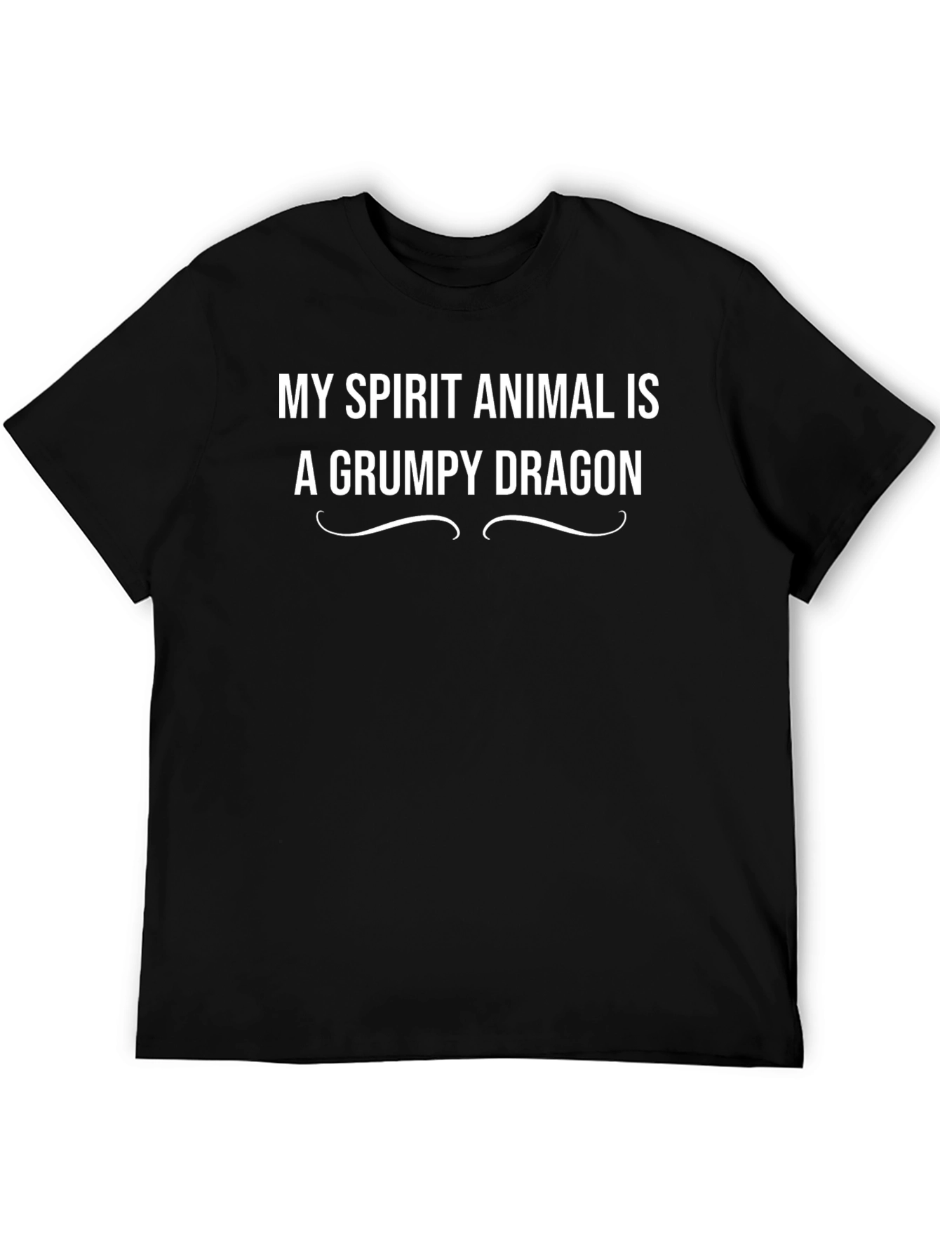 Grumpy Dragon Spirit Animal Black T-Shirt