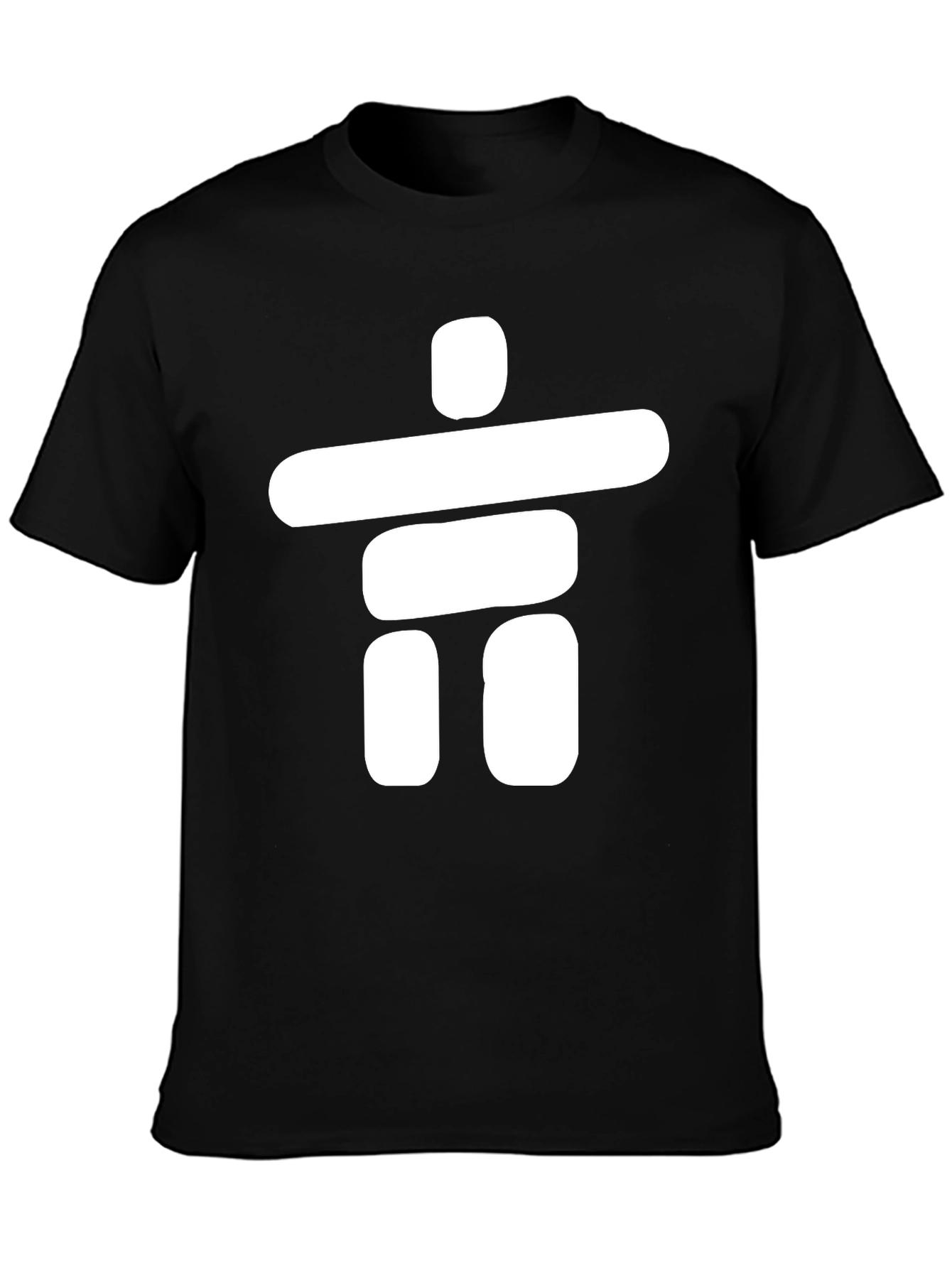 Black T-Shirt with White Inukshuk Design
