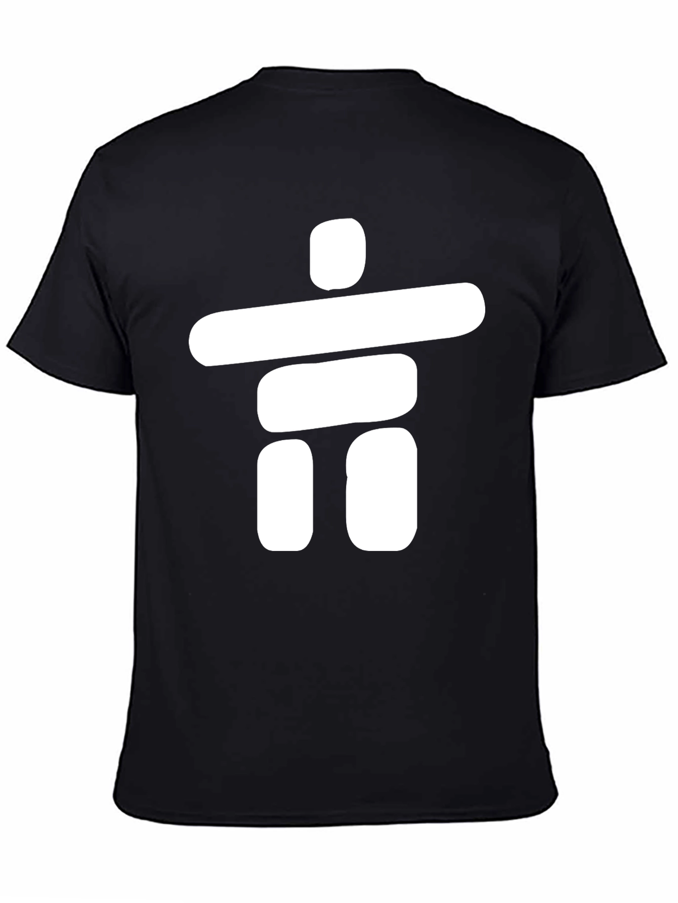 Black T-Shirt with White Inukshuk Design