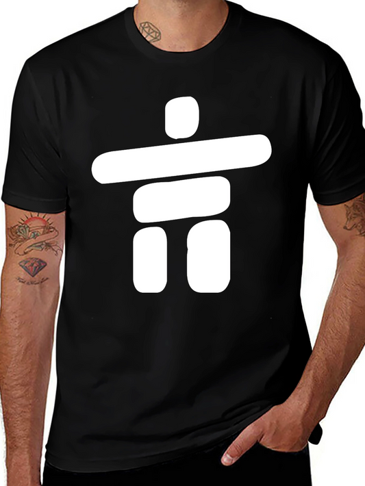 Black T-Shirt with White Inukshuk Design