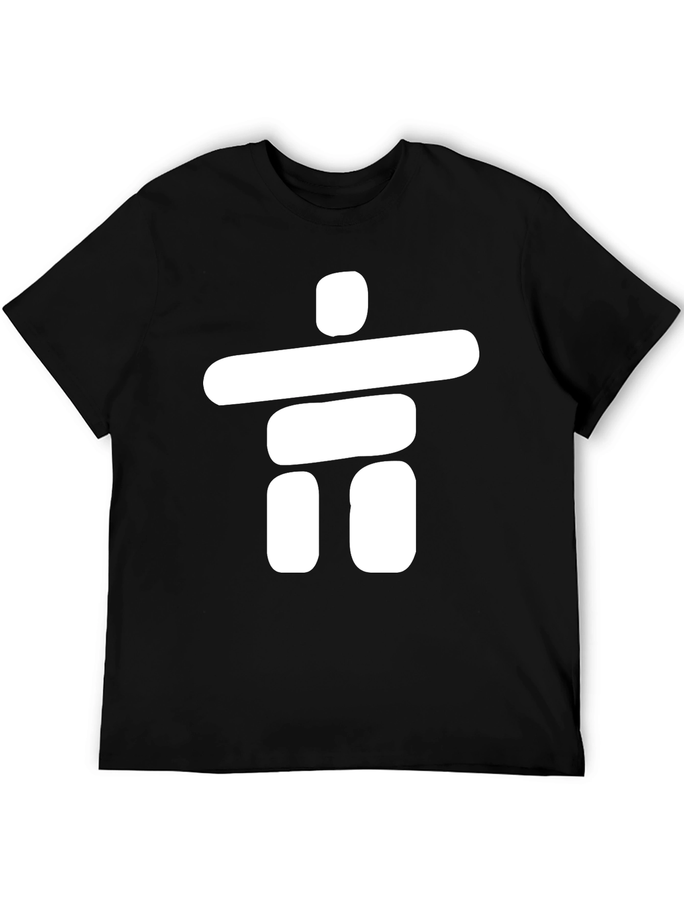 Black T-Shirt with White Inukshuk Design
