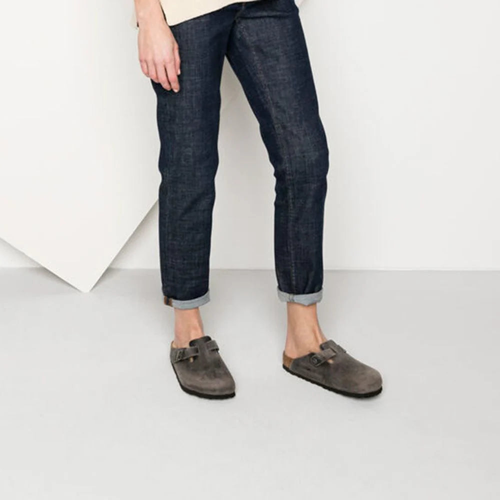 Birkenstock Boston Softbed Oiled Leather in Iron