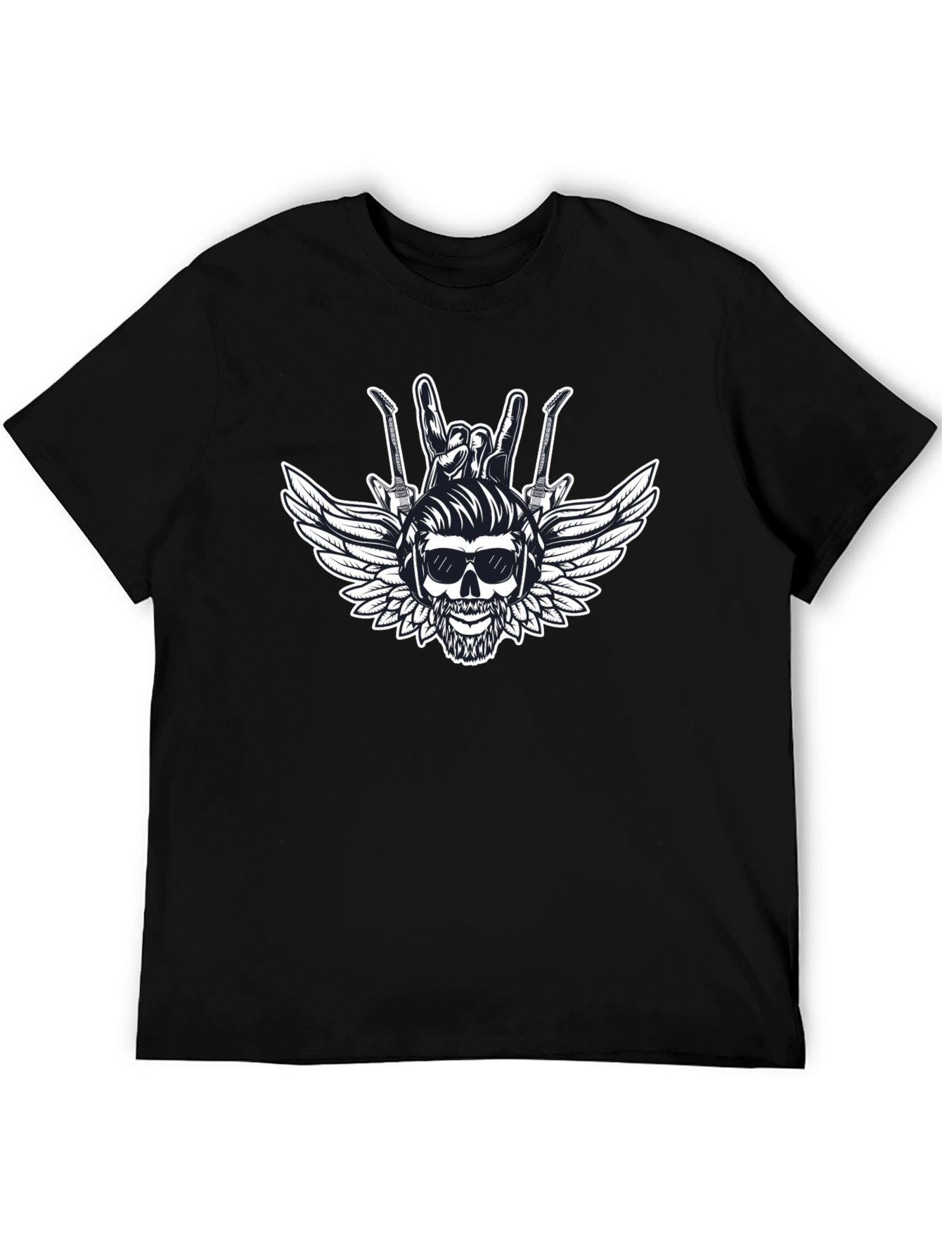 Rock & Roll Skull Graphic T-Shirt