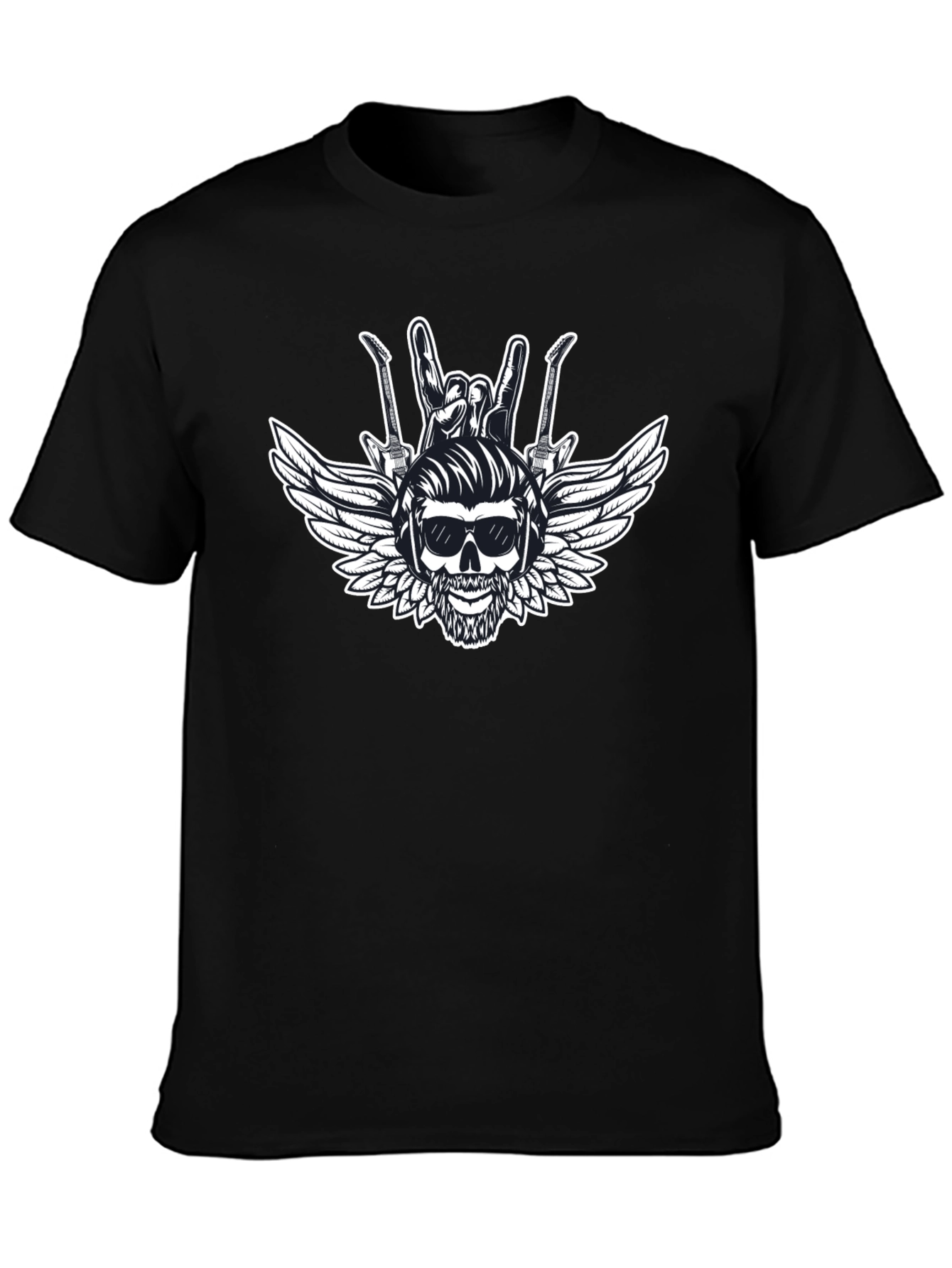 Rock & Roll Skull Graphic T-Shirt