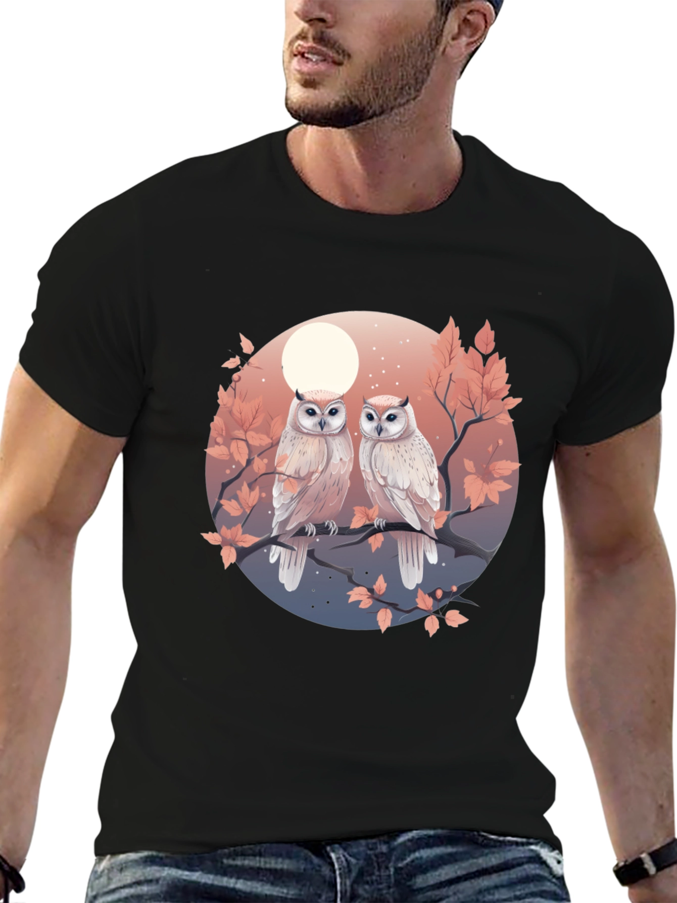 Owl Moon Graphic Tee - Unique Bird Lover Design