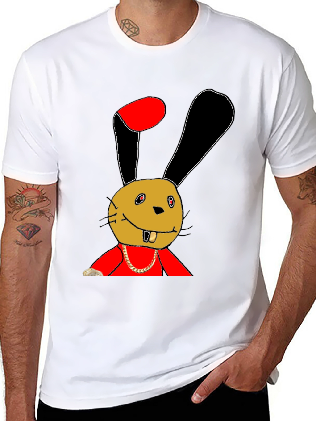 Funky Bunny Graphic Tee - Unique Cartoon Print