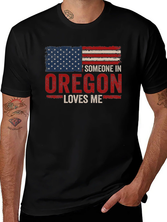 Oregon Pride T-Shirt - Someone In Oregon Loves Me USA Flag Tee
